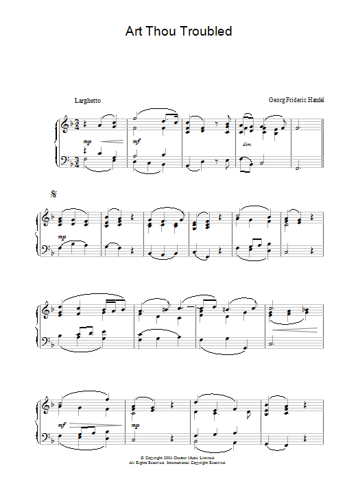 George Frideric Handel Art Thou Troubled? (from Rodelinda) sheet music notes and chords. Download Printable PDF.