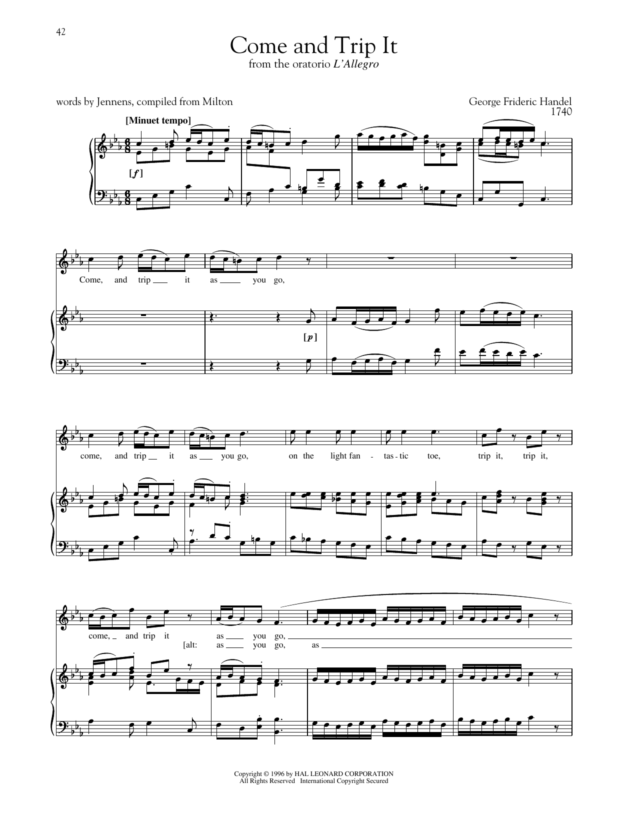 George Frideric Handel Come And Trip It sheet music notes and chords. Download Printable PDF.