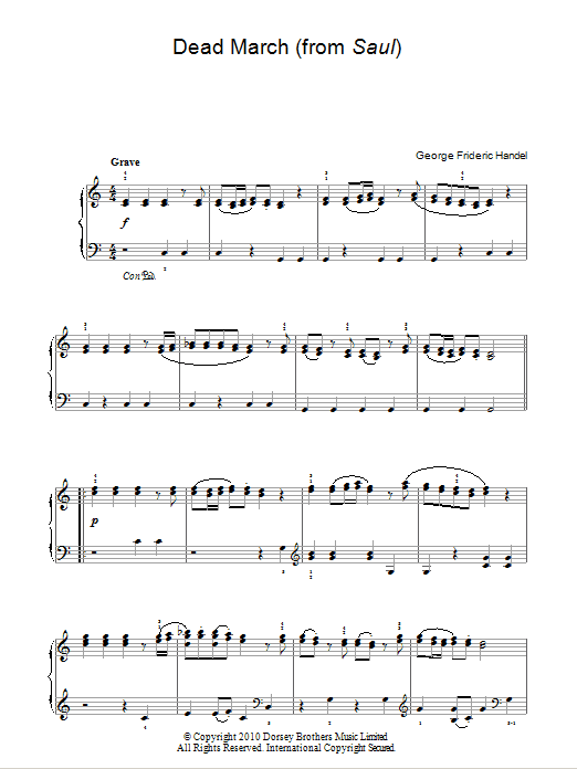 George Frideric Handel Dead March (from Saul) sheet music notes and chords. Download Printable PDF.