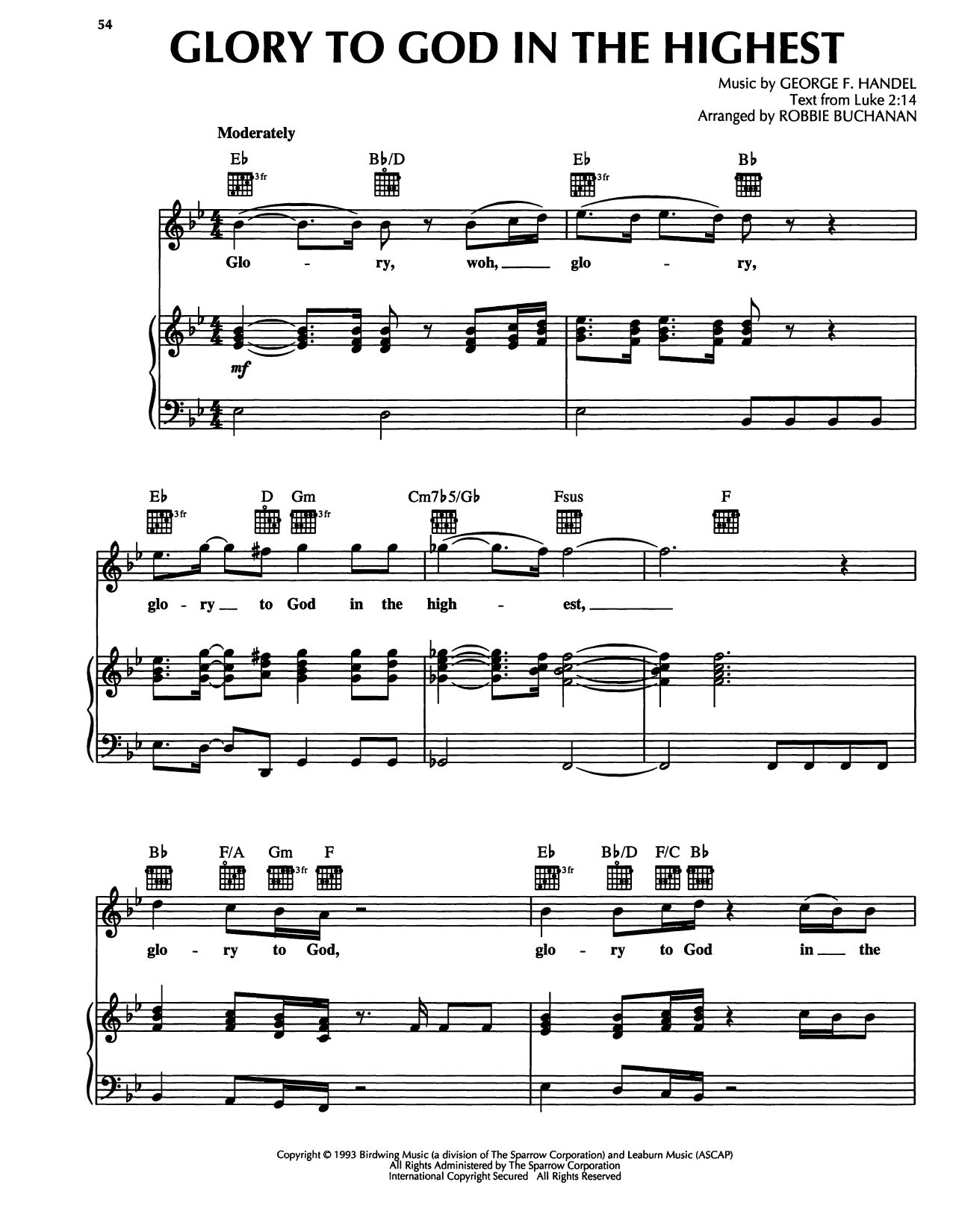 Learn to play George Frideric Handel Glory To God In The Highest sheet music for Piano, Vocal & Guitar Chords (Right-Hand Melody) in minutes. Price: 7.8900$ George Frideric Handel Glory To God In The Highest sheet music notes and chords arranged for Piano, Vocal & Guitar Chords (Right-Hand Melody)