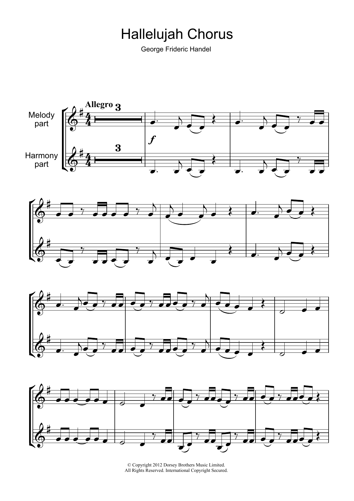 George Frideric Handel Hallelujah Chorus (from The Messiah) sheet music notes and chords. Download Printable PDF.