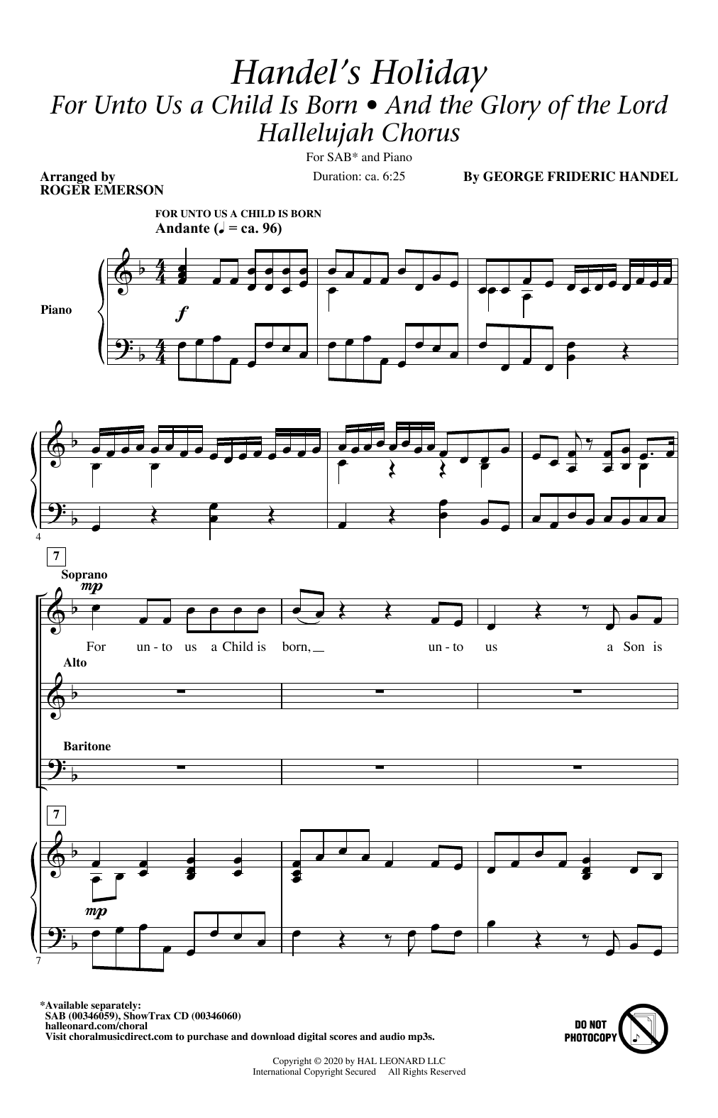 George Frideric Handel Handel's Holiday (arr. Roger Emerson) sheet music notes and chords. Download Printable PDF.