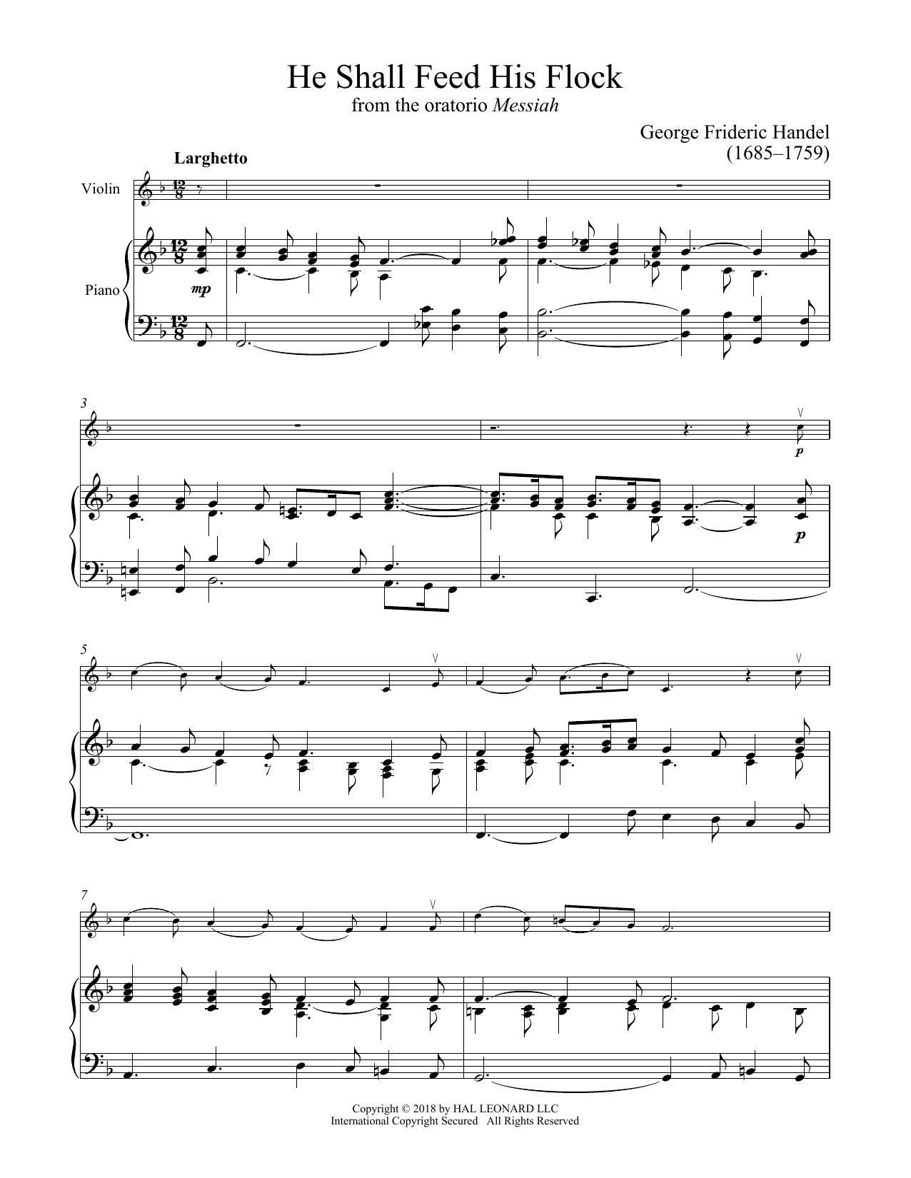 George Frideric Handel He Shall Feed His Flock sheet music notes and chords. Download Printable PDF.