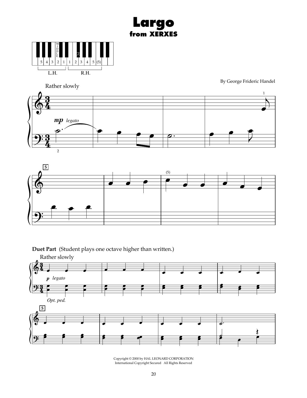 George Frideric Handel Largo (arr. Carol Klose) sheet music notes and chords. Download Printable PDF.