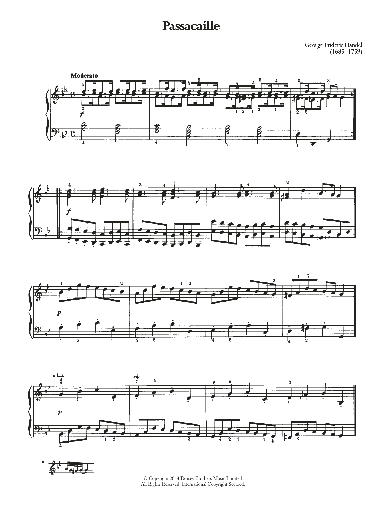Learn to play George Frideric Handel Passacaille sheet music for Piano Solo in minutes. Price: 7.8900$ George Frideric Handel Passacaille sheet music notes and chords arranged for Piano Solo