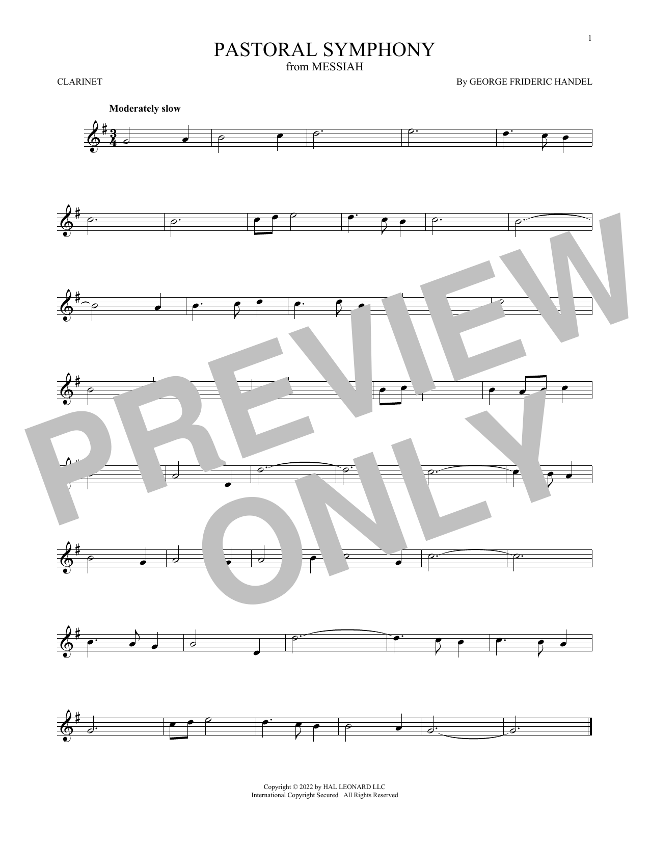 George Frideric Handel Pastoral Symphony sheet music notes and chords. Download Printable PDF.