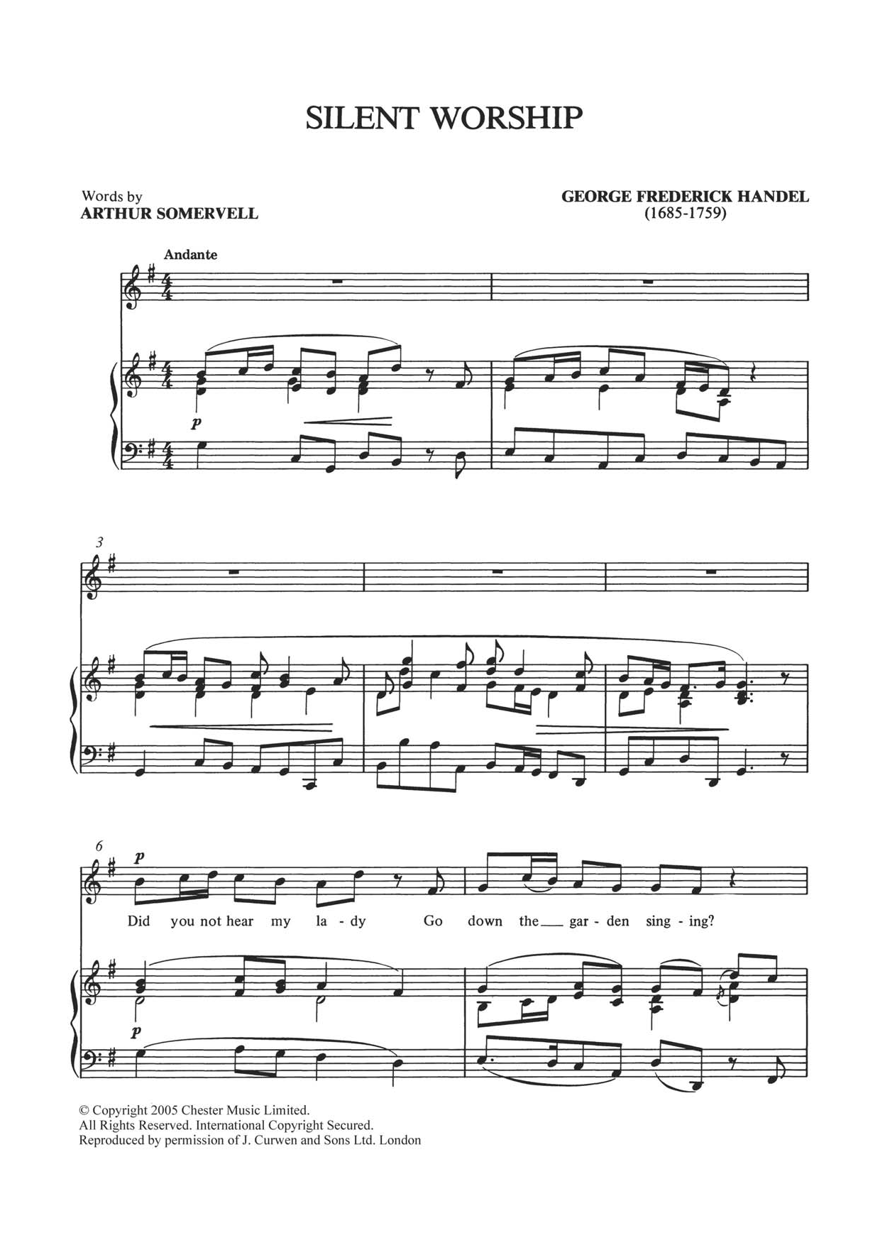 George Frideric Handel Silent Worship (from Tolmeo HWV25) sheet music notes and chords. Download Printable PDF.