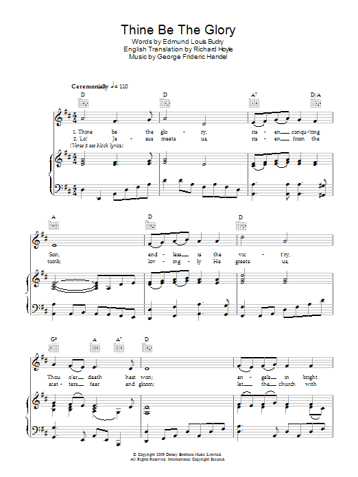 George Frideric Handel Thine Be The Glory sheet music notes and chords. Download Printable PDF.