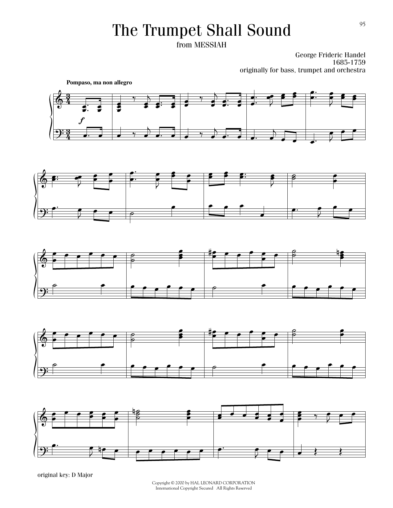 George Frideric Handel Trumpet Shall Sound sheet music notes and chords. Download Printable PDF.