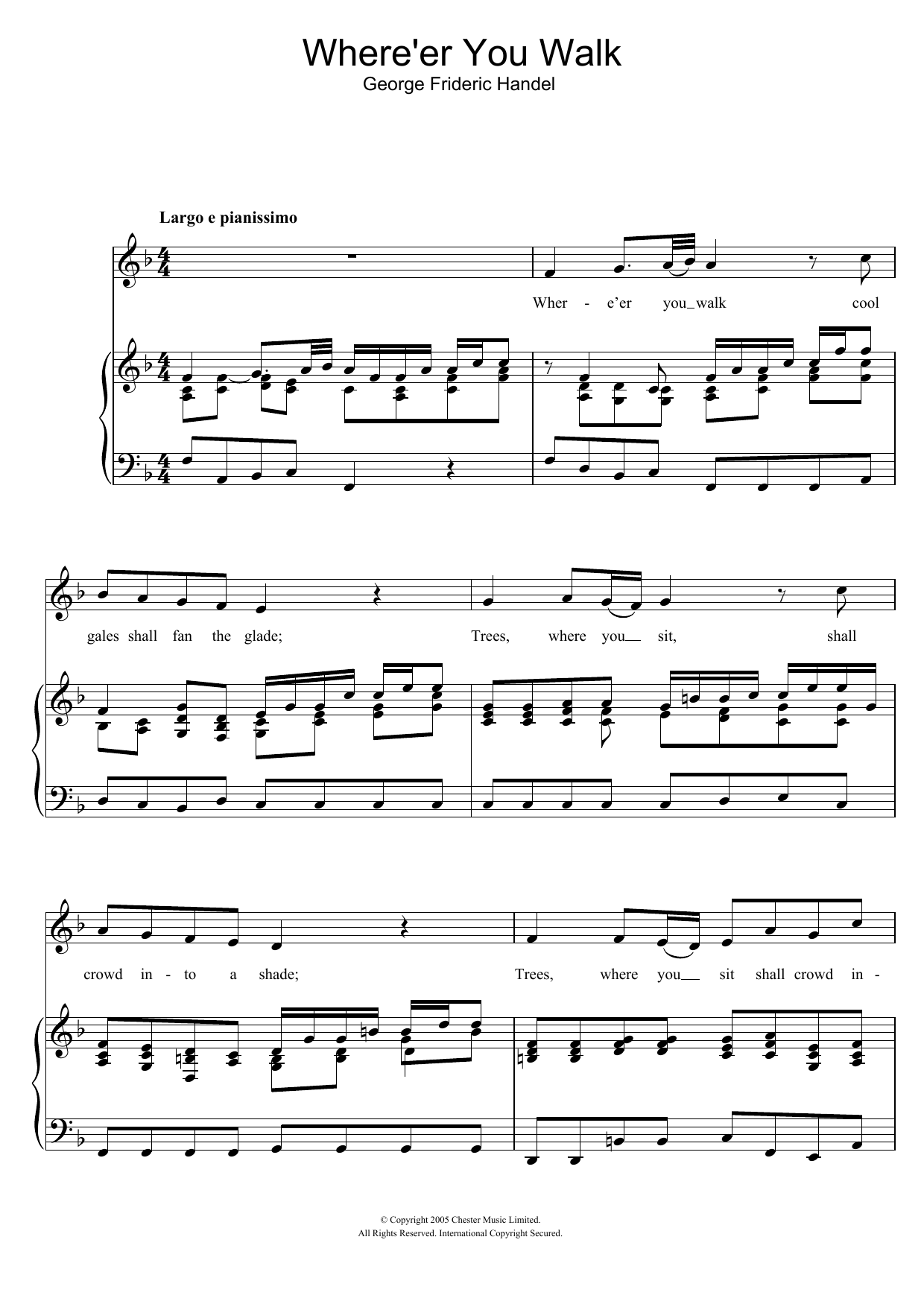 George Frideric Handel Where'er You Walk (from Semele HWV58) sheet music notes and chords. Download Printable PDF.