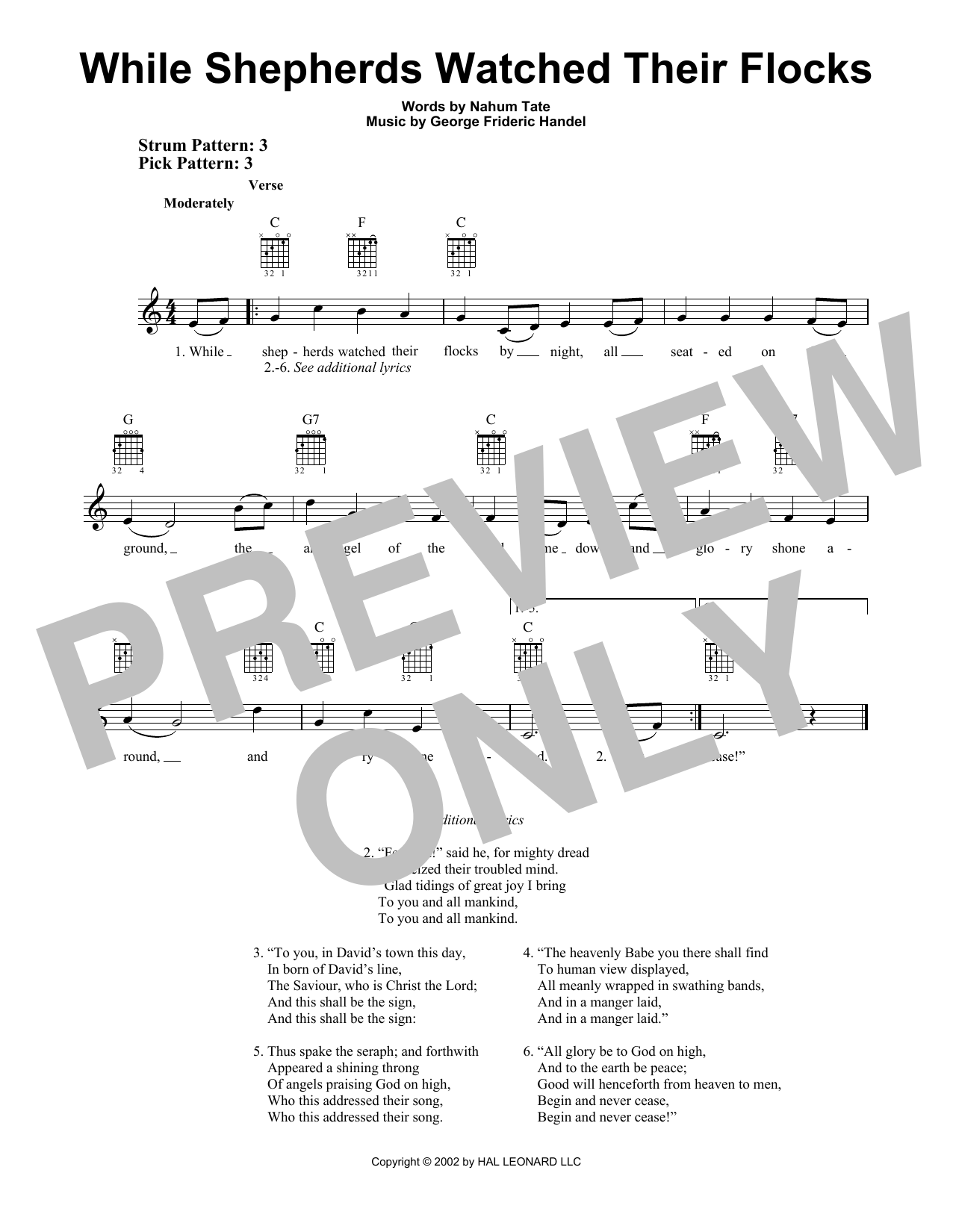 George Frideric Handel While Shepherds Watched Their Flocks sheet music notes and chords. Download Printable PDF.