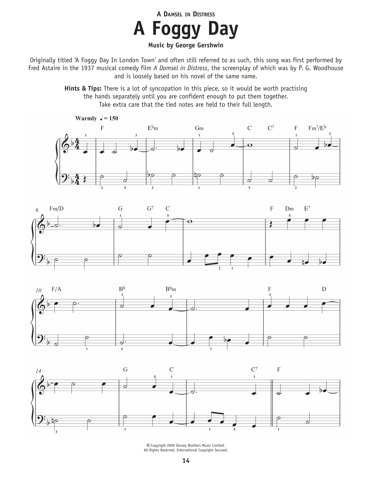 George Gershwin A Foggy Day (In London Town) (from A Damsel In Distress) sheet music notes and chords. Download Printable PDF.