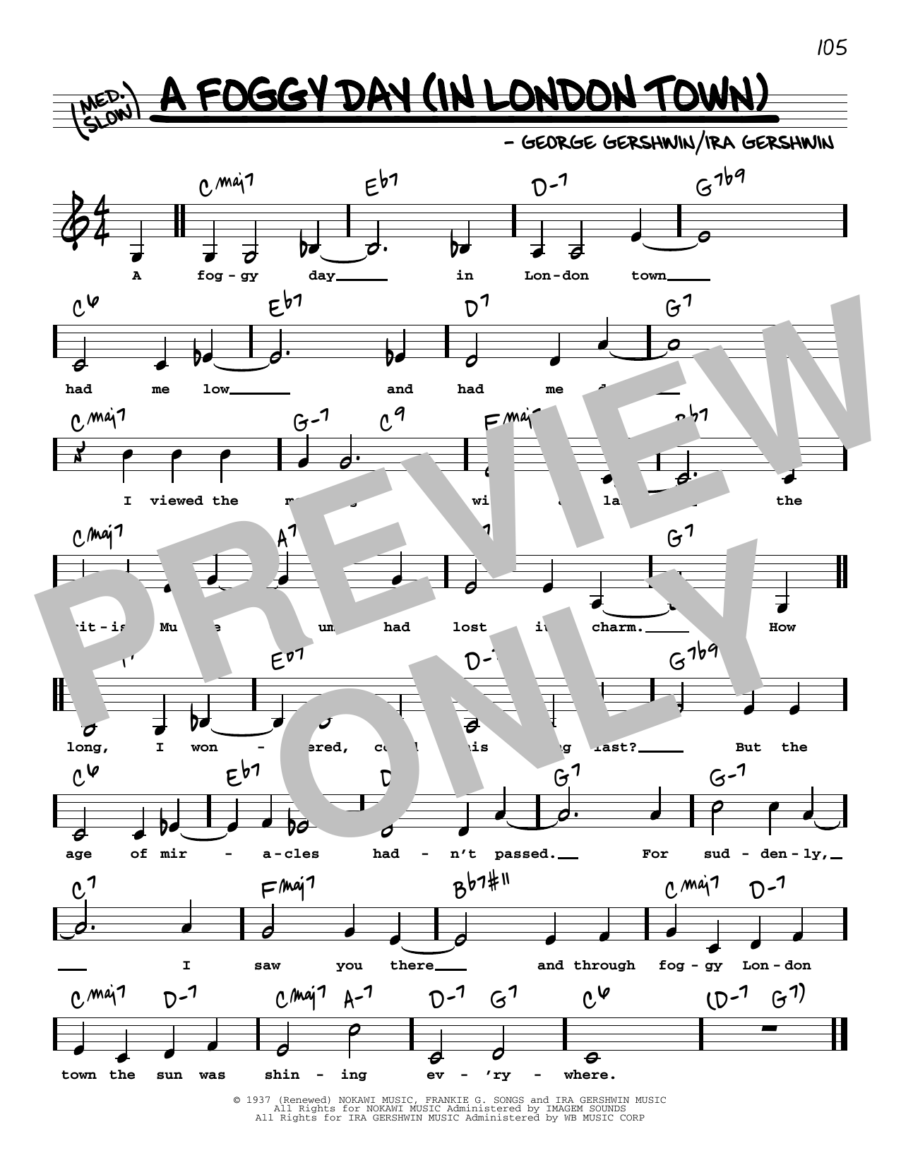 George Gershwin A Foggy Day (In London Town) (Low Voice) sheet music notes and chords. Download Printable PDF.