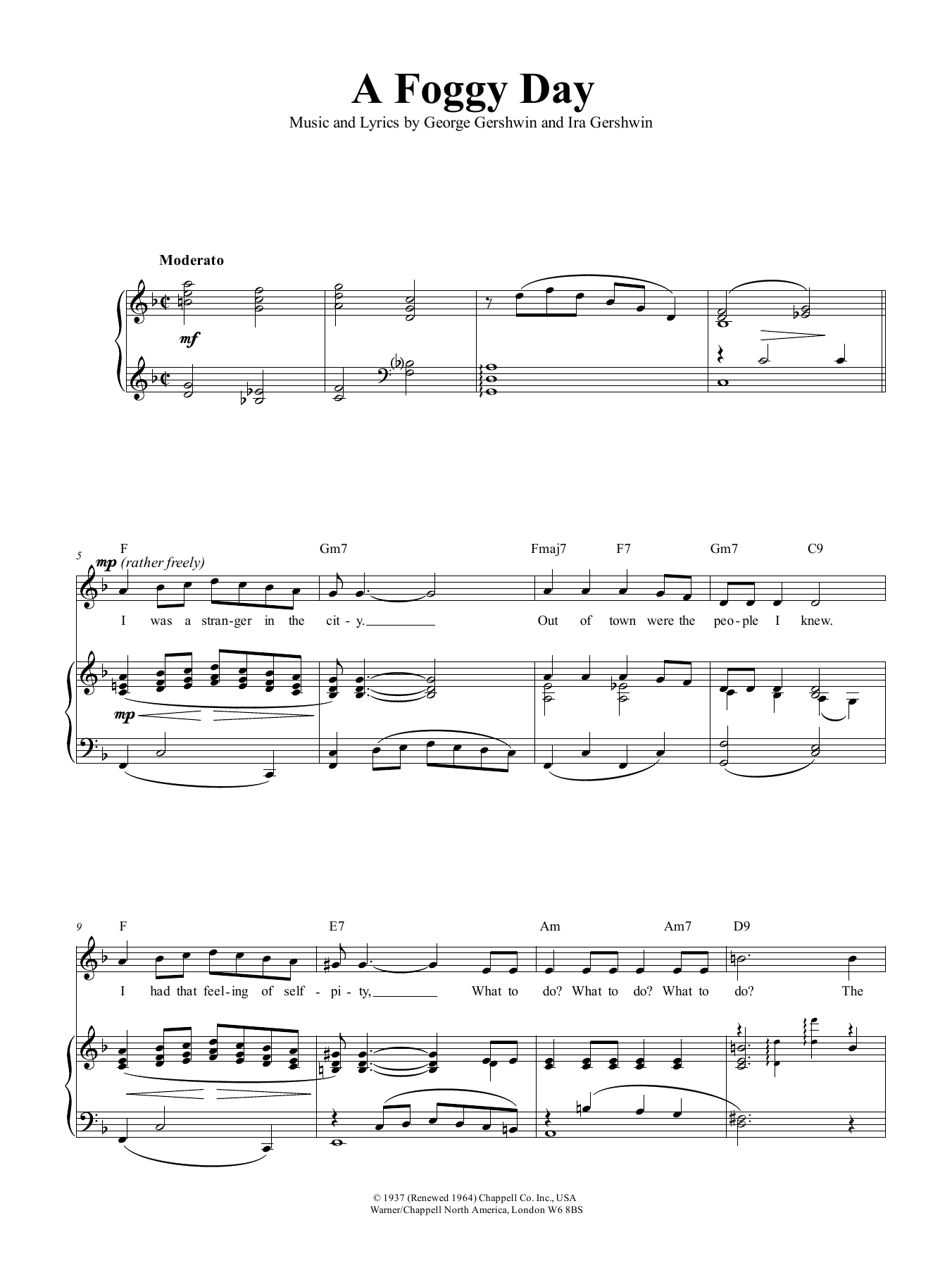 George Gershwin A Foggy Day sheet music notes and chords. Download Printable PDF.