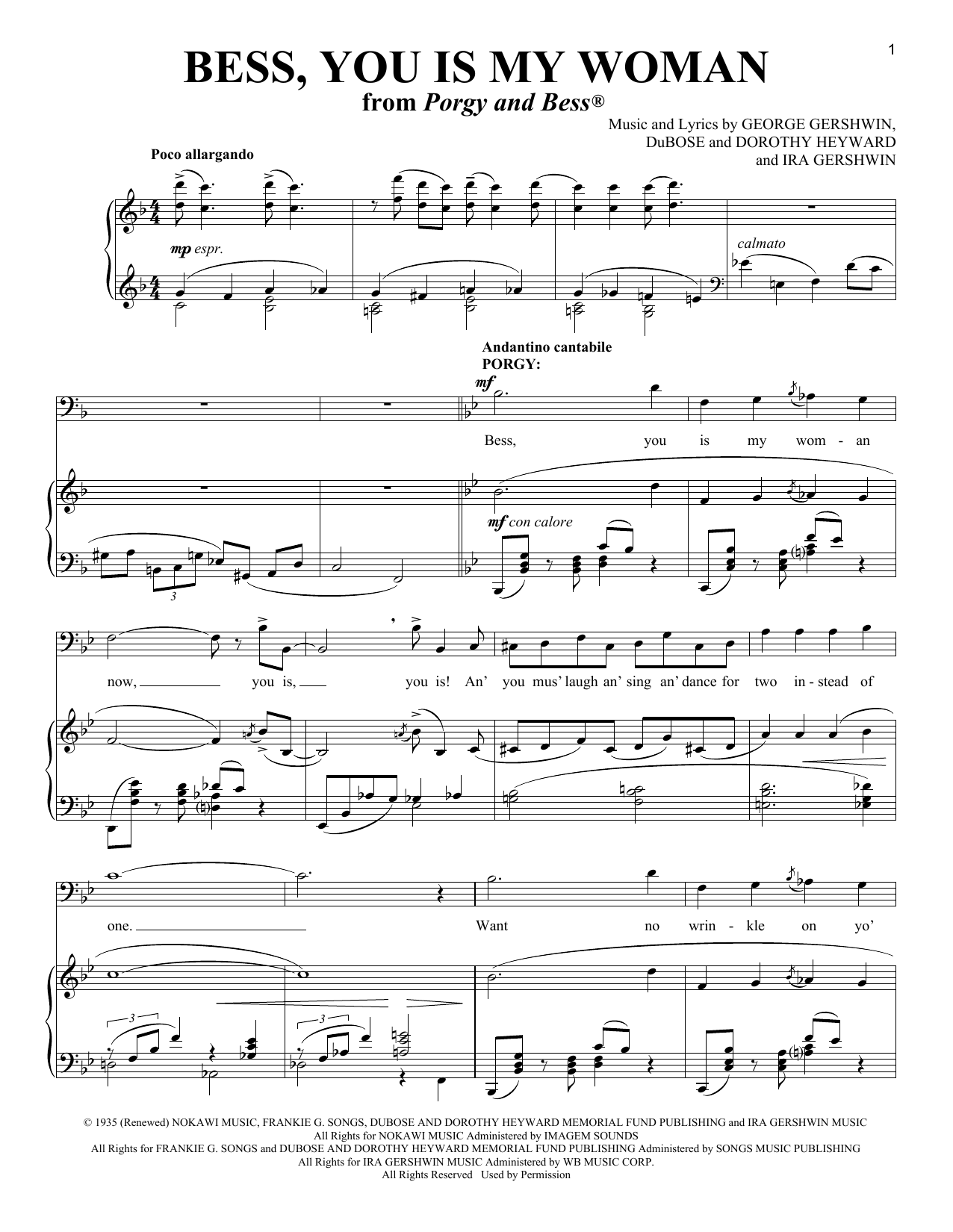 George Gershwin Bess, You Is My Woman sheet music notes and chords. Download Printable PDF.