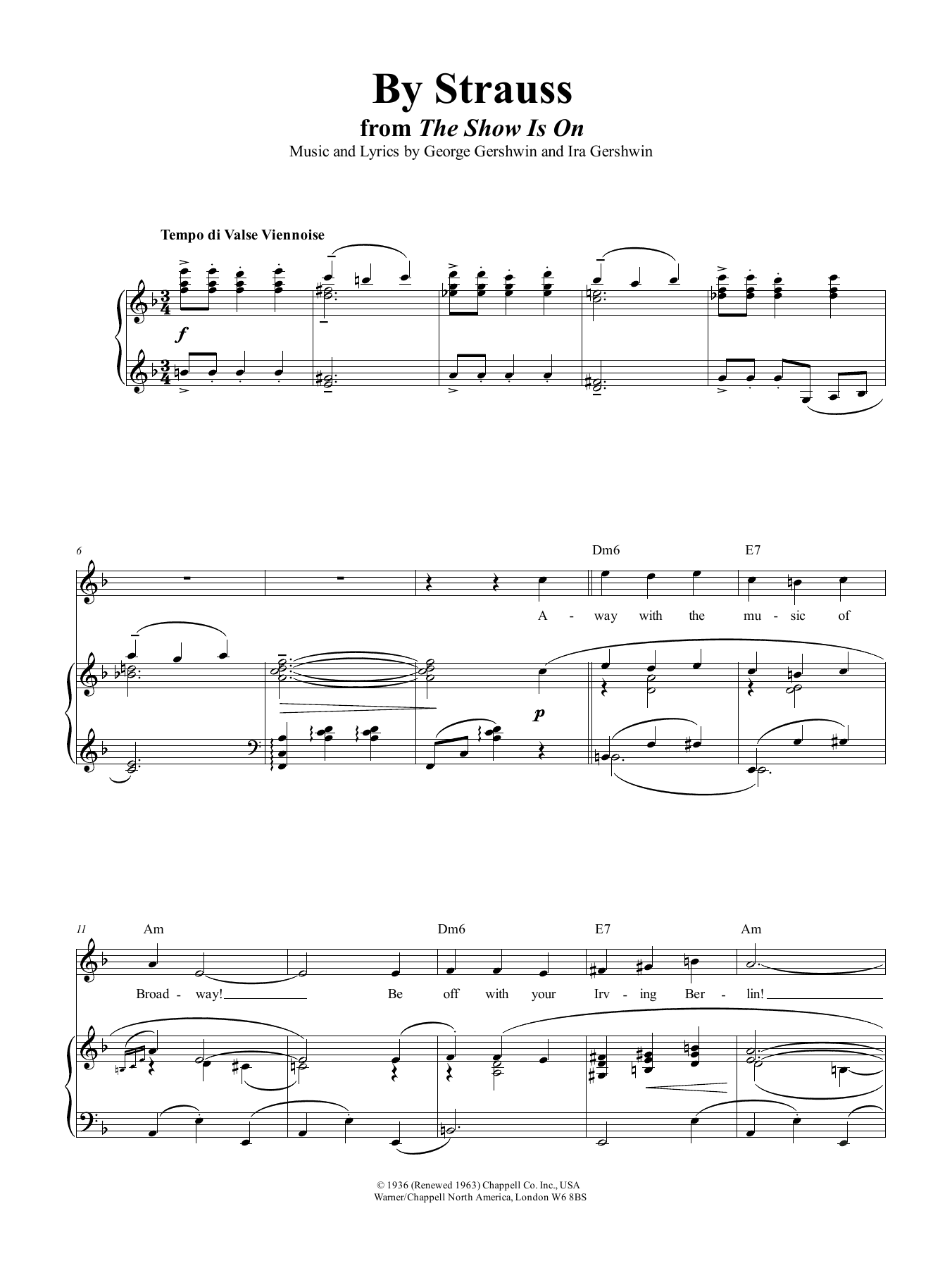 George Gershwin By Strauss sheet music notes and chords. Download Printable PDF.