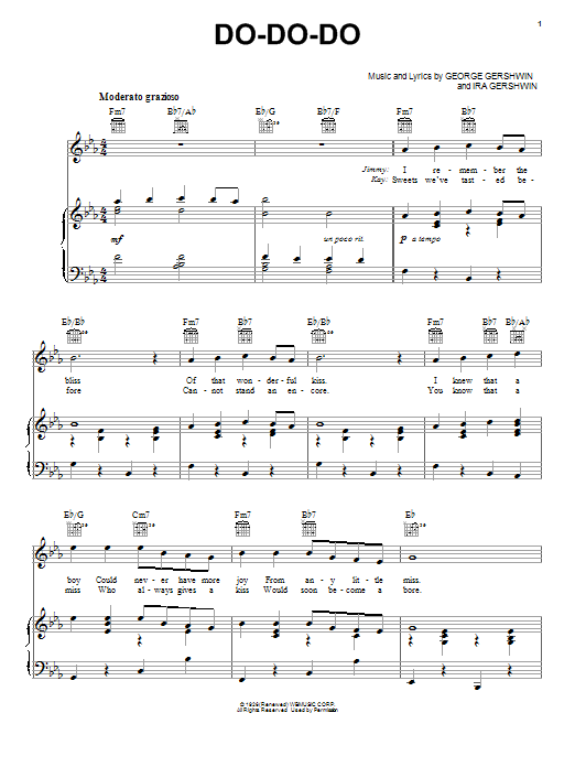 Learn to play George Gershwin Do Do Do sheet music for Piano, Vocal & Guitar Chords in minutes. Price: 7.8900$ George Gershwin Do Do Do sheet music notes and chords arranged for Piano, Vocal & Guitar Chords