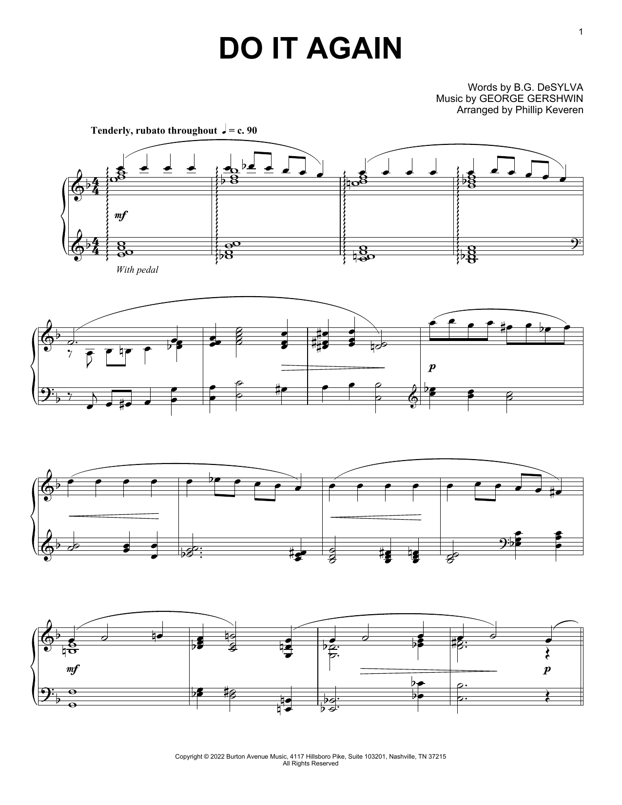 George Gershwin Do It Again (arr. Phillip Keveren) sheet music notes and chords arranged for Piano Solo