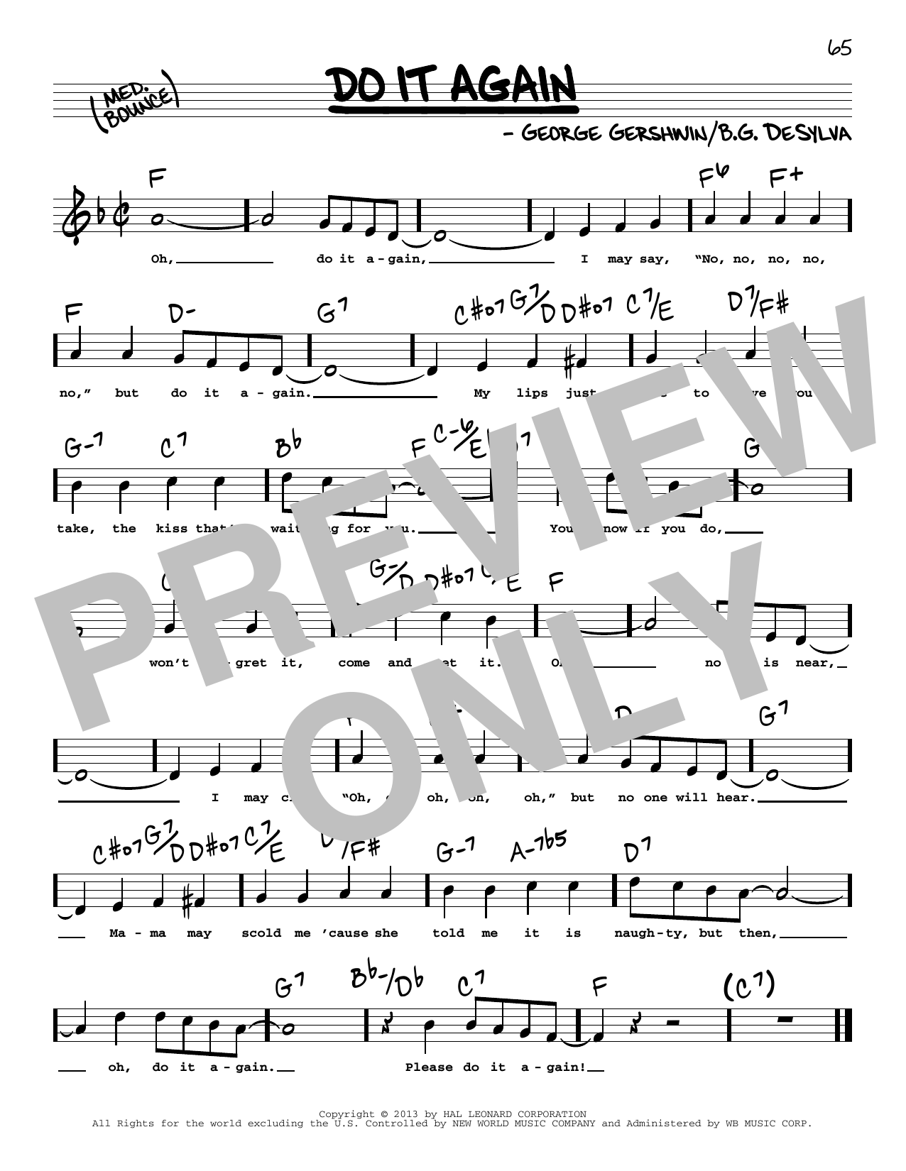 Learn to play George Gershwin Do It Again (High Voice) sheet music for Real Book – Melody, Lyrics & Chords in minutes. Price: 5.9900$ George Gershwin Do It Again (High Voice) sheet music notes and chords arranged for Real Book – Melody, Lyrics & Chords
