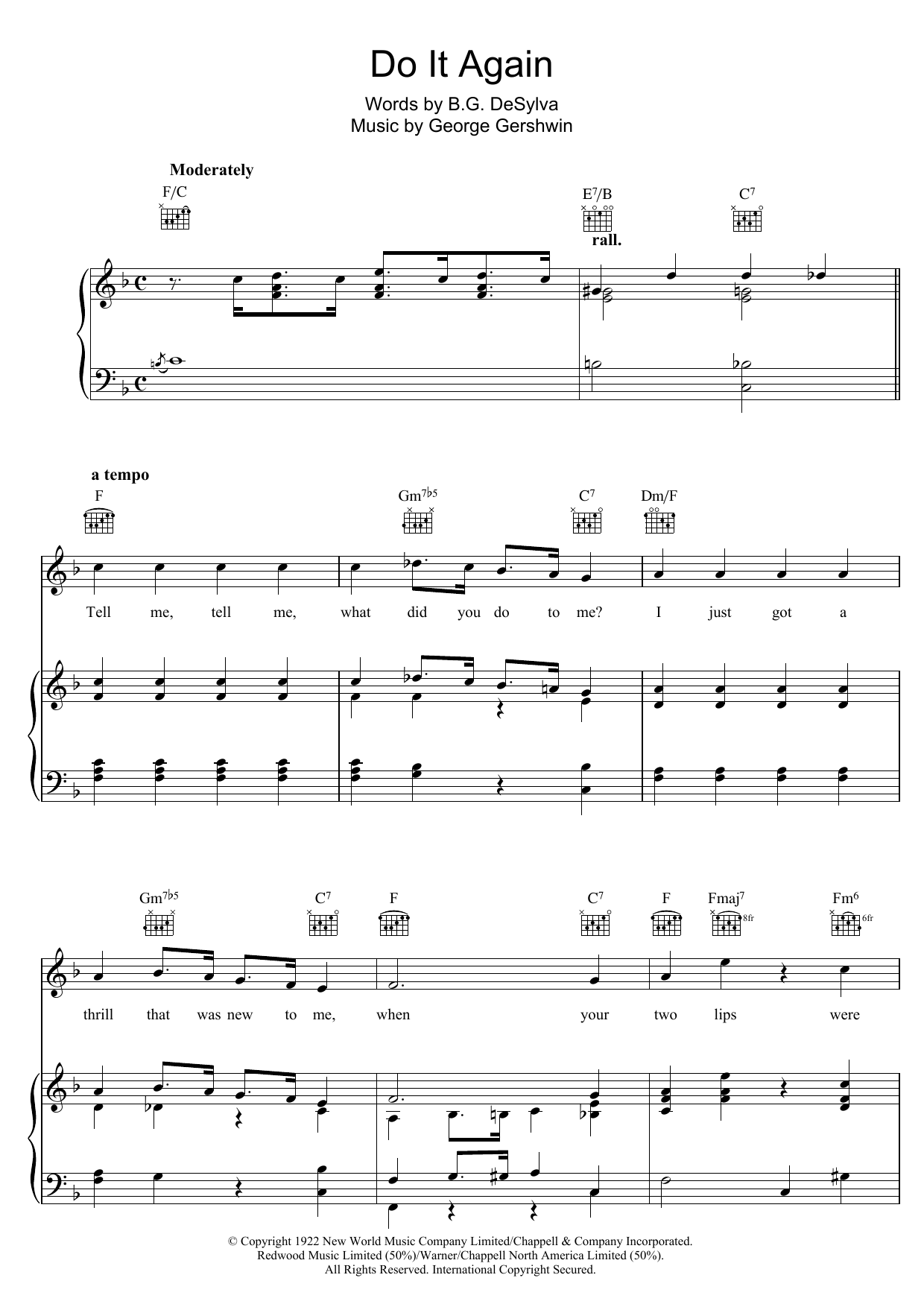 George Gershwin Do It Again sheet music notes and chords. Download Printable PDF.