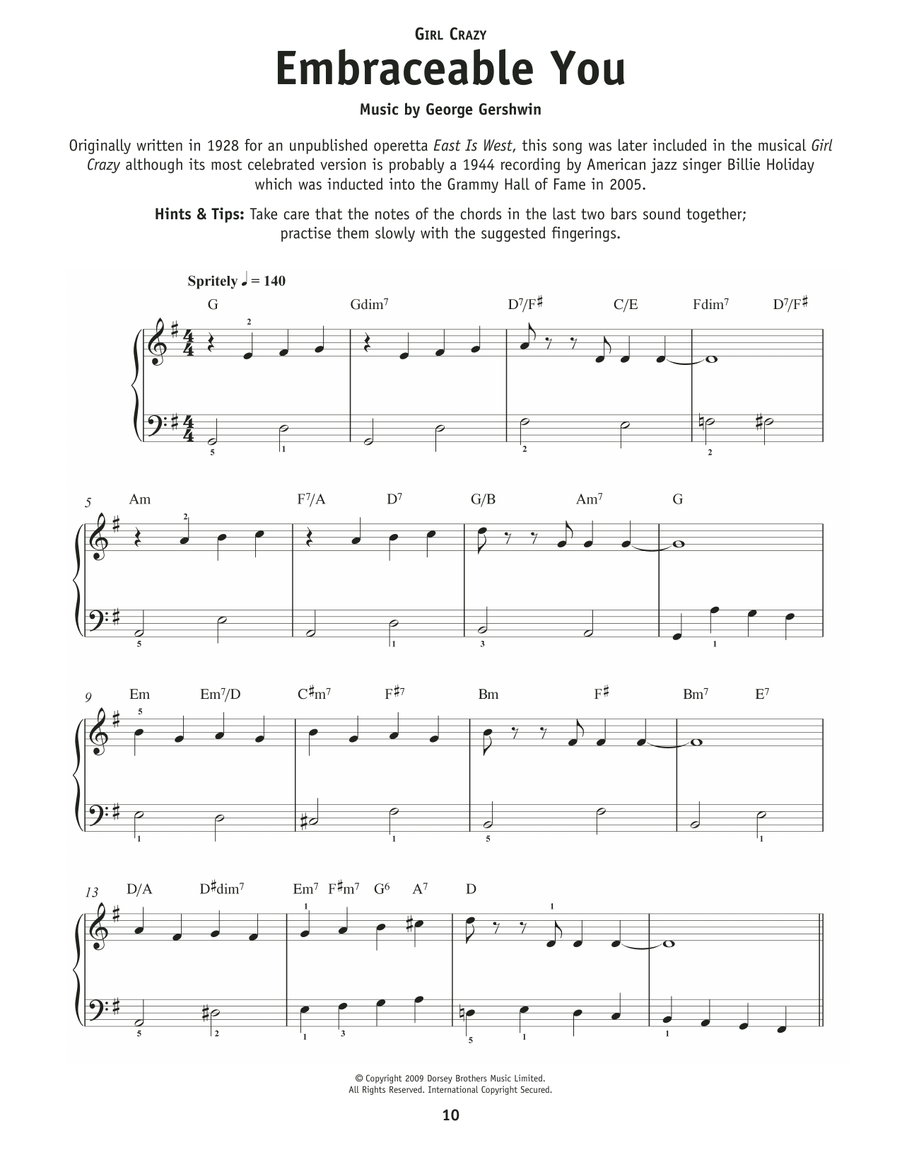 George Gershwin Embraceable You (from Crazy For You) sheet music notes and chords. Download Printable PDF.