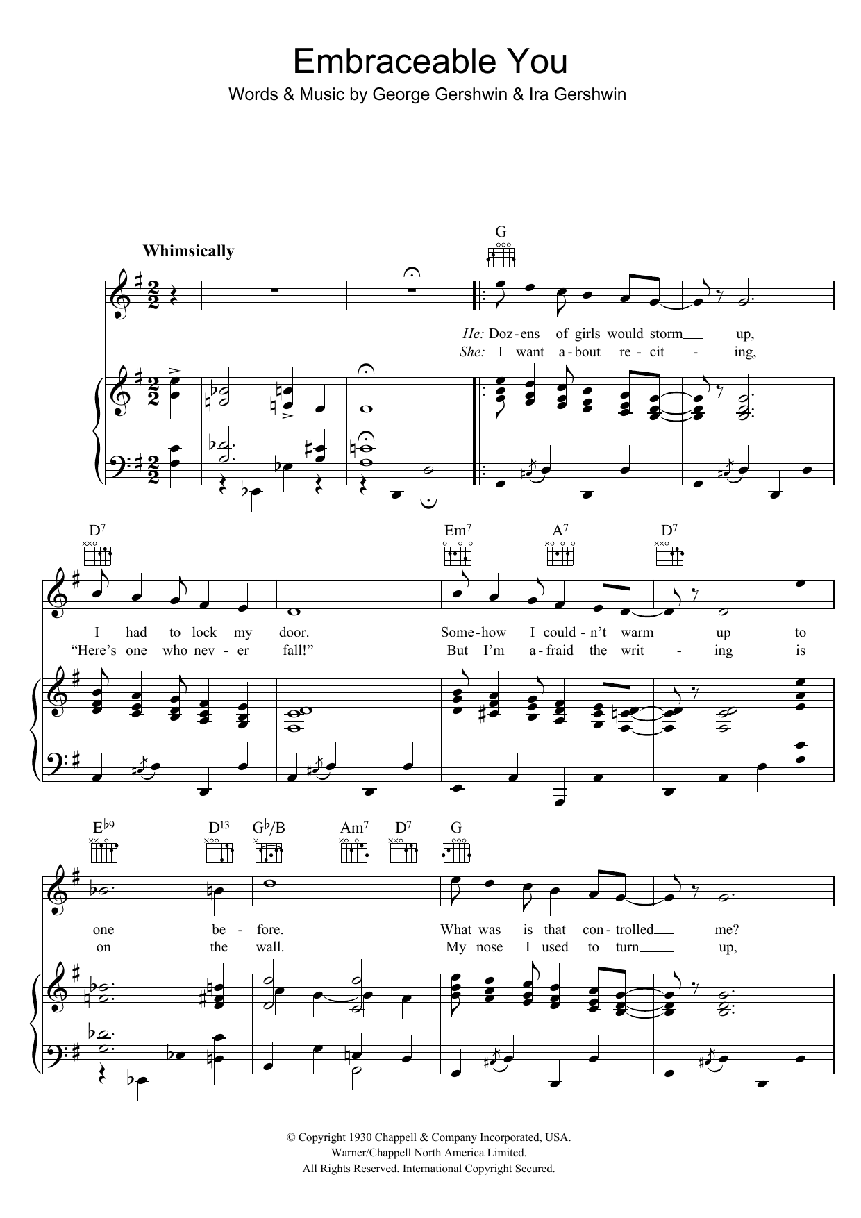 George Gershwin Embraceable You sheet music notes and chords. Download Printable PDF.