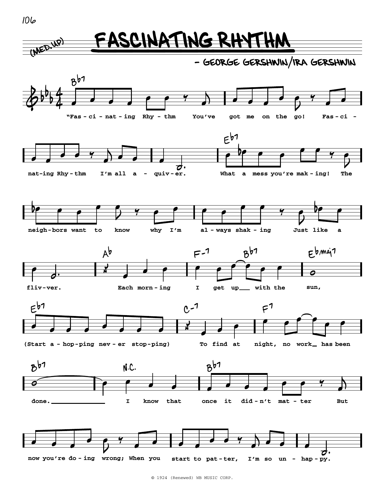 George Gershwin Fascinating Rhythm (High Voice) sheet music notes and chords. Download Printable PDF.