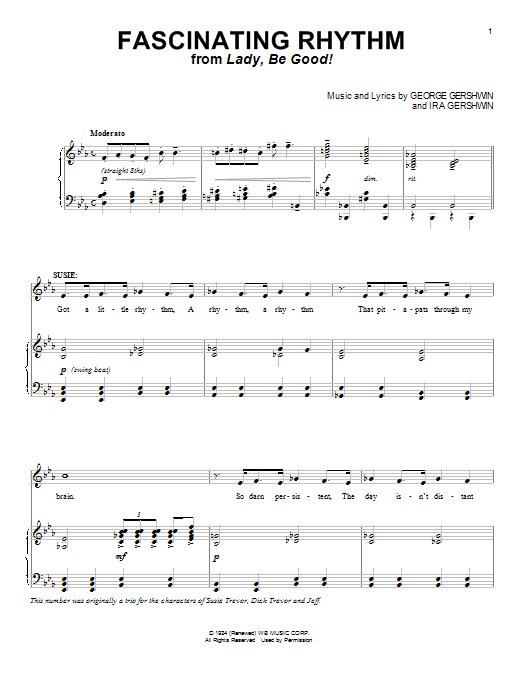 George Gershwin Fascinating Rhythm sheet music notes and chords. Download Printable PDF.