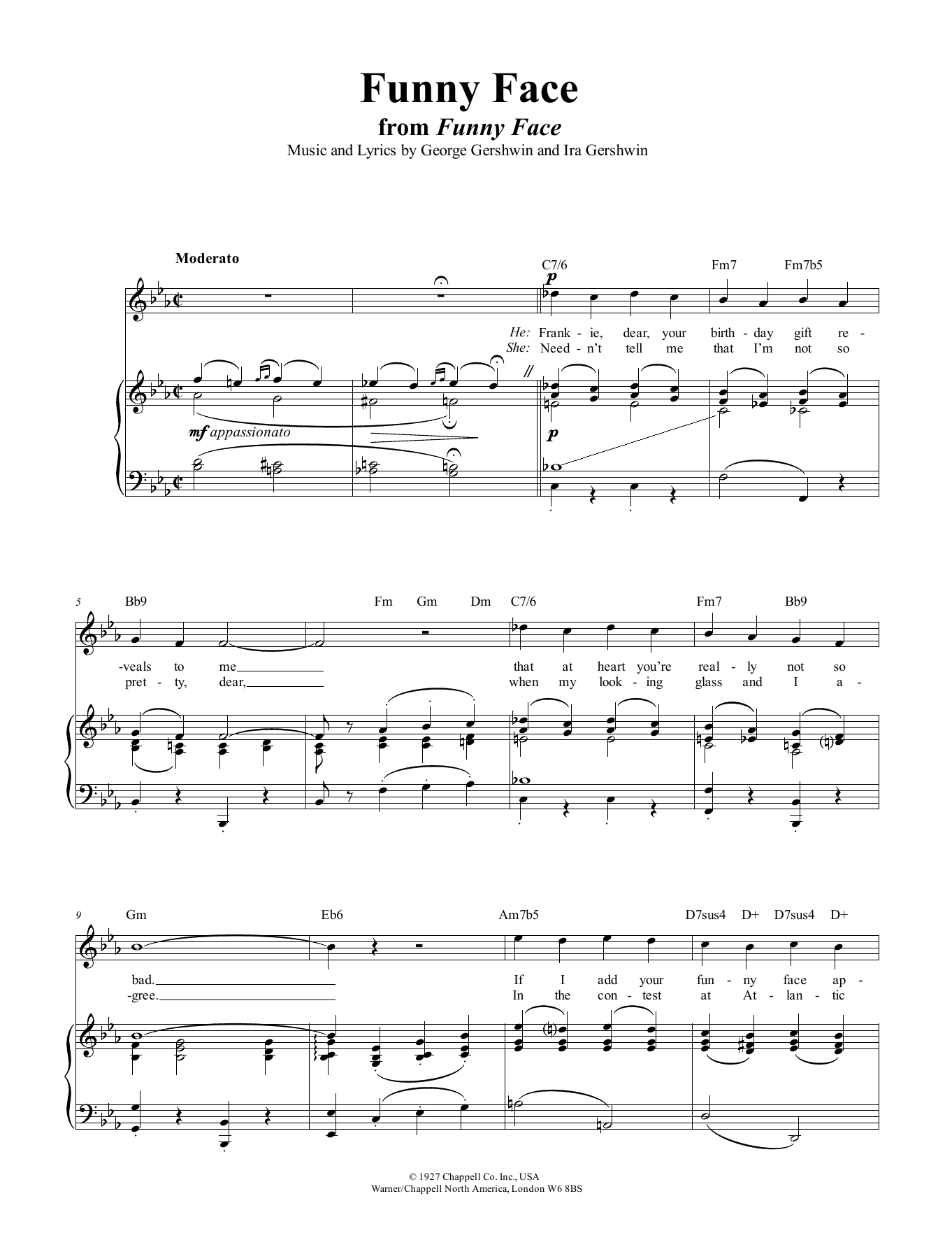 George Gershwin Funny Face sheet music notes and chords. Download Printable PDF.