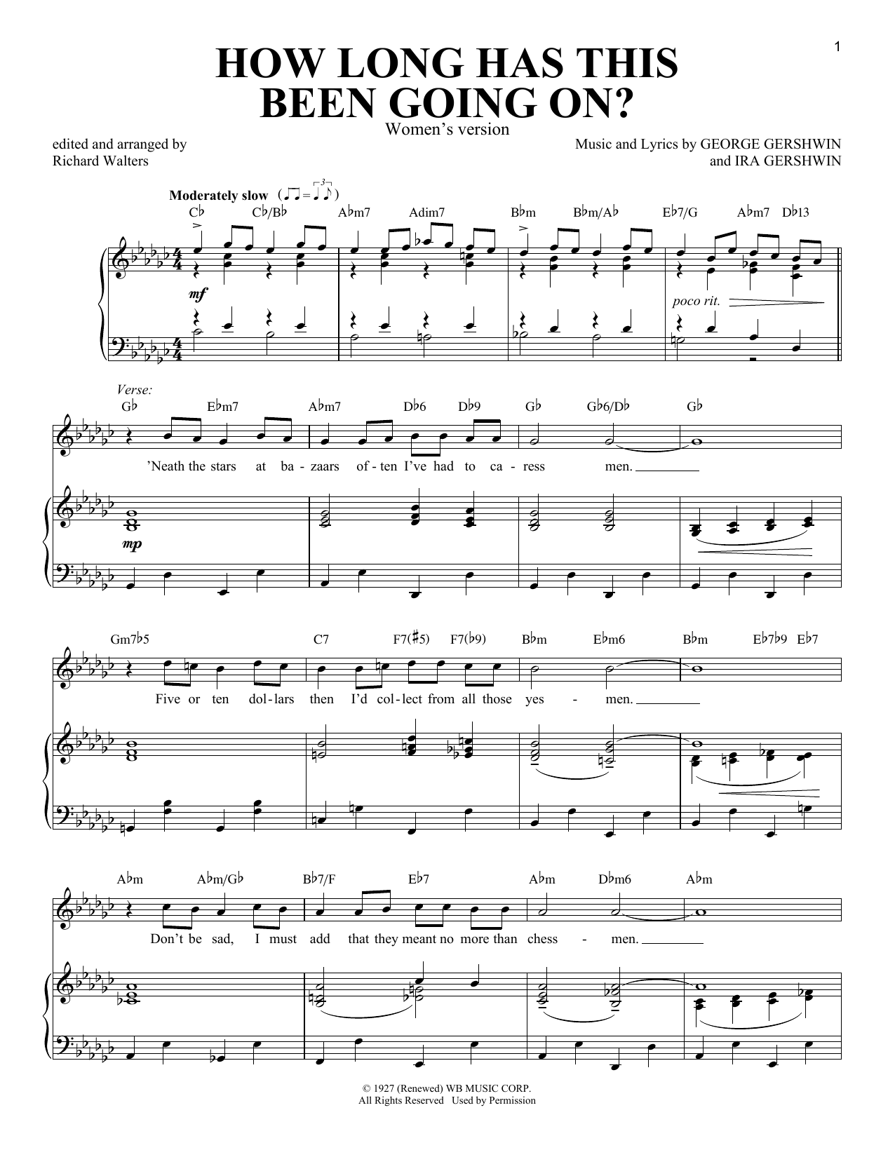 George Gershwin How Long Has This Been Going On? [Women's version] sheet music notes and chords. Download Printable PDF.