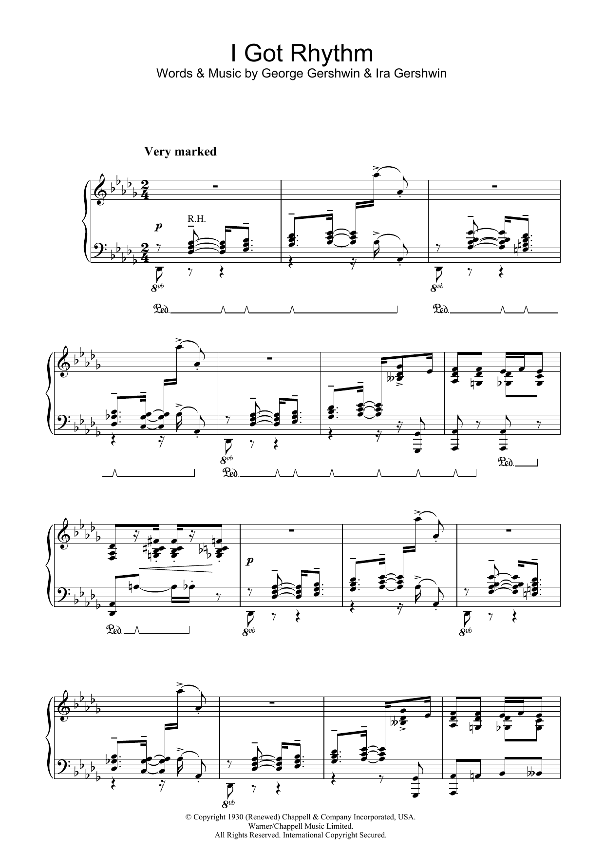 George Gershwin I Got Rhythm sheet music notes and chords. Download Printable PDF.