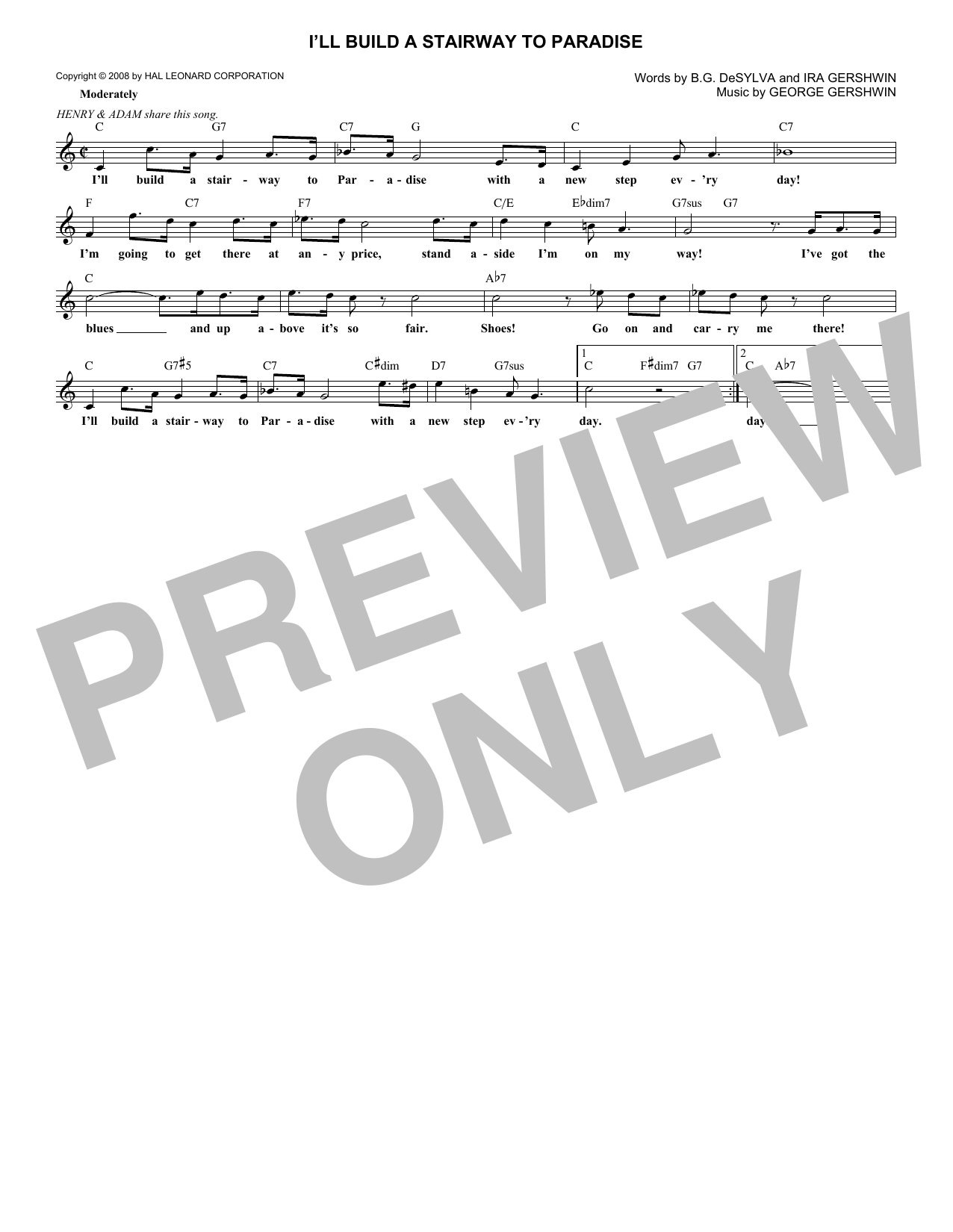 George Gershwin I'll Build A Stairway To Paradise sheet music notes and chords. Download Printable PDF.