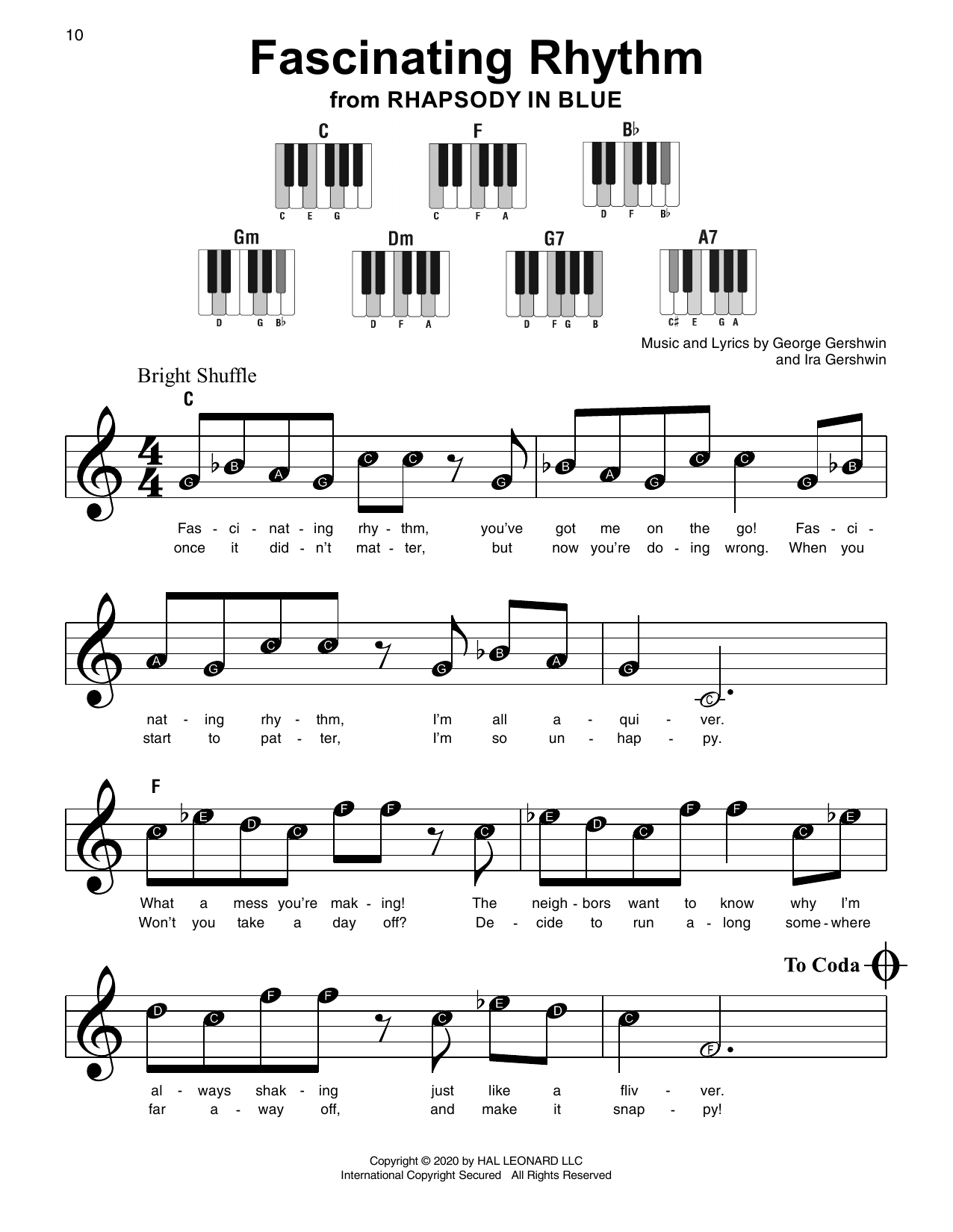 George Gershwin & Ira Gershwin Fascinating Rhythm (from Rhapsody in Blue) sheet music notes and chords. Download Printable PDF.