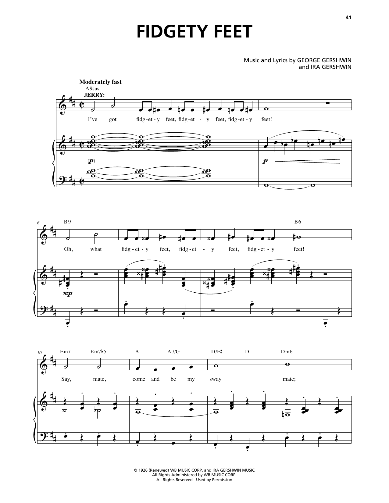 Learn to play George Gershwin & Ira Gershwin Fidgety Feet (from An American In Paris) sheet music for Piano & Vocal in minutes. Price: 7.8900$ George Gershwin & Ira Gershwin Fidgety Feet (from An American In Paris) sheet music notes and chords arranged for Piano & Vocal