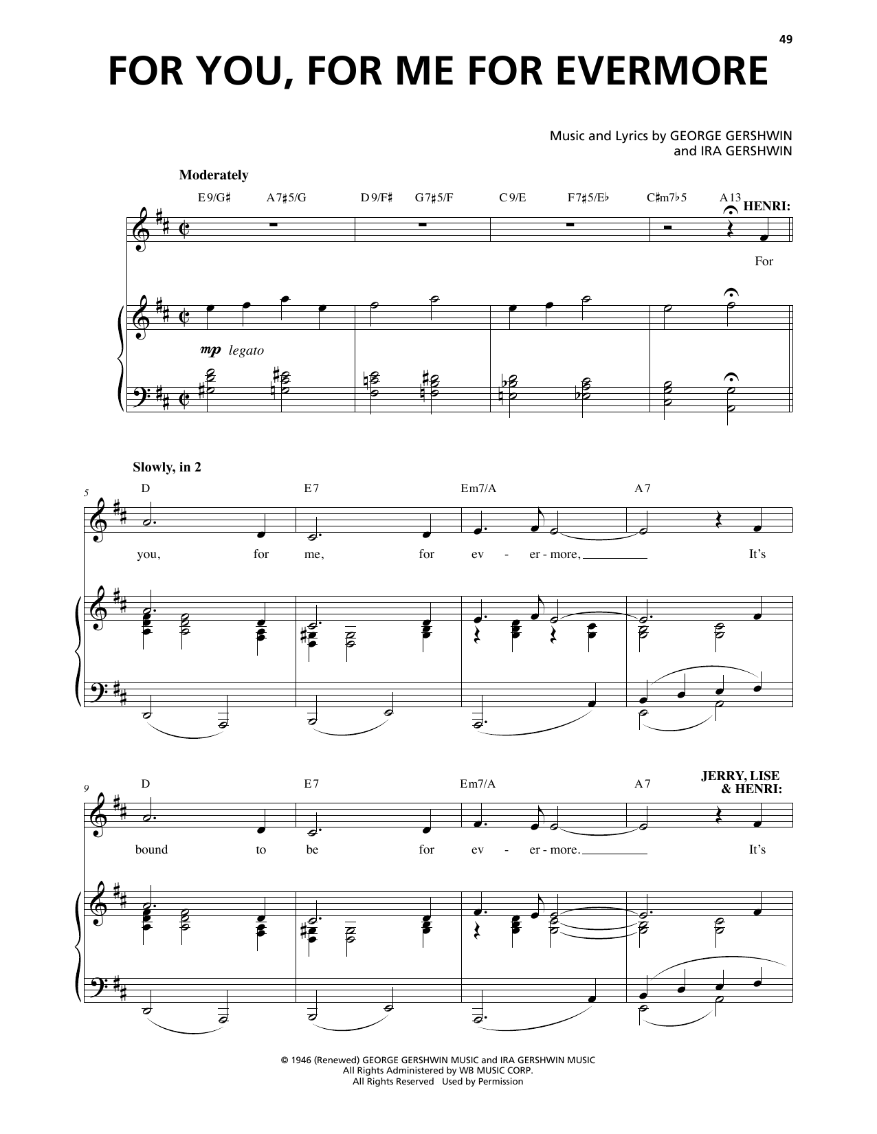Learn to play George Gershwin & Ira Gershwin For You, For Me For Evermore (from An American In Paris) sheet music for Piano & Vocal in minutes. Price: 7.8900$ George Gershwin & Ira Gershwin For You, For Me For Evermore (from An American In Paris) sheet music notes and chords arranged for Piano & Vocal