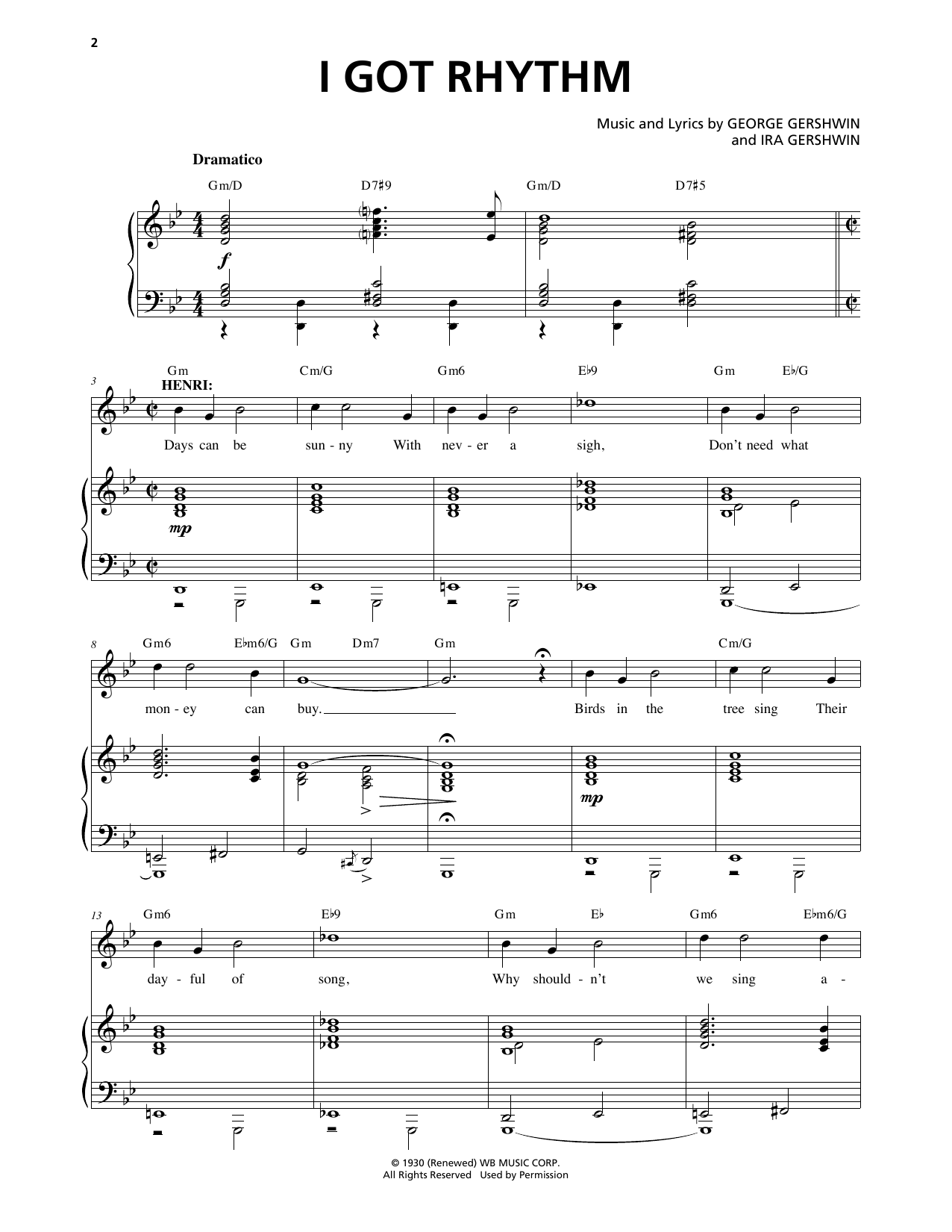 George Gershwin & Ira Gershwin I Got Rhythm (from An American In Paris) sheet music notes and chords. Download Printable PDF.