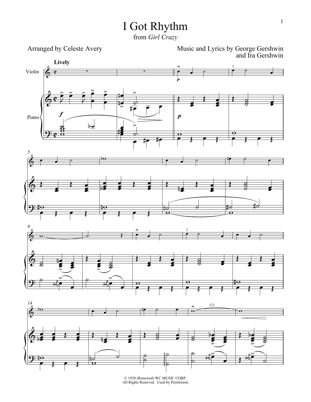 George Gershwin & Ira Gershwin I Got Rhythm (from Girl Crazy) sheet music notes and chords arranged for Trumpet and Piano