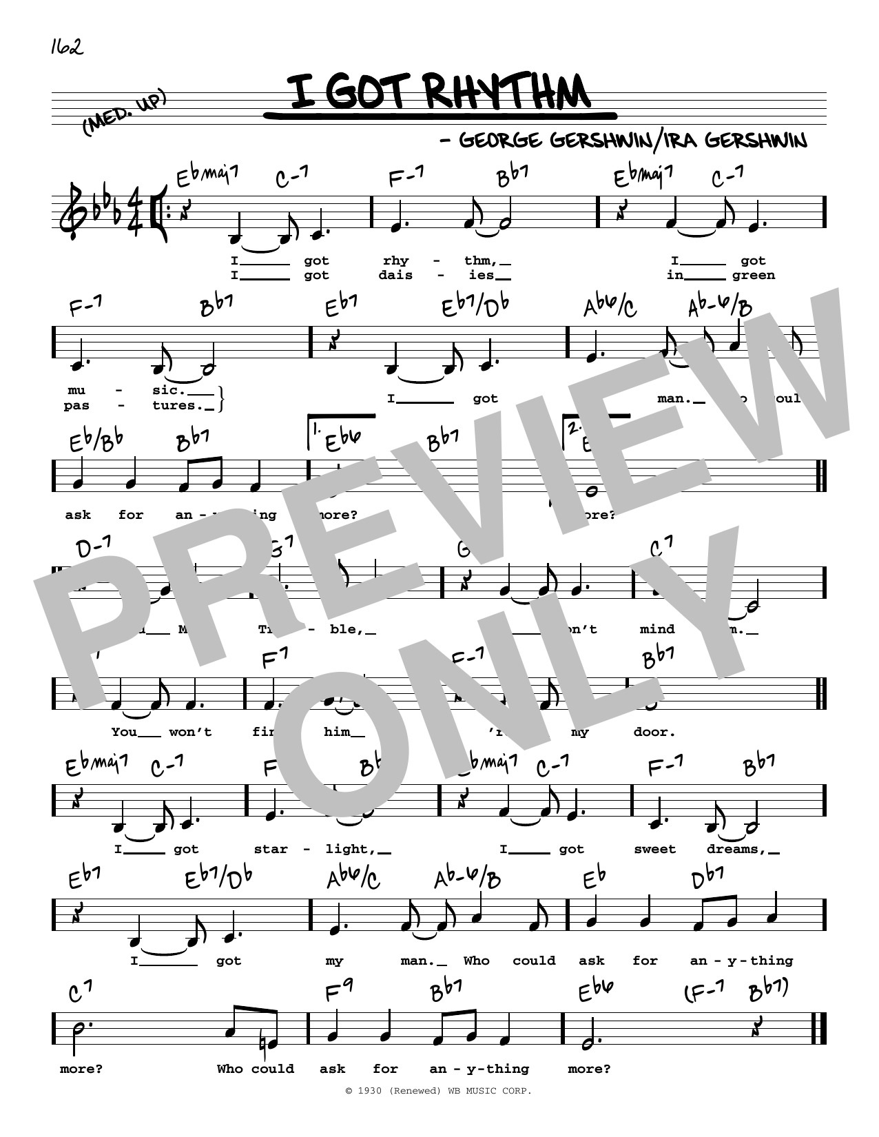 George Gershwin & Ira Gershwin I Got Rhythm (Low Voice) sheet music notes and chords. Download Printable PDF.