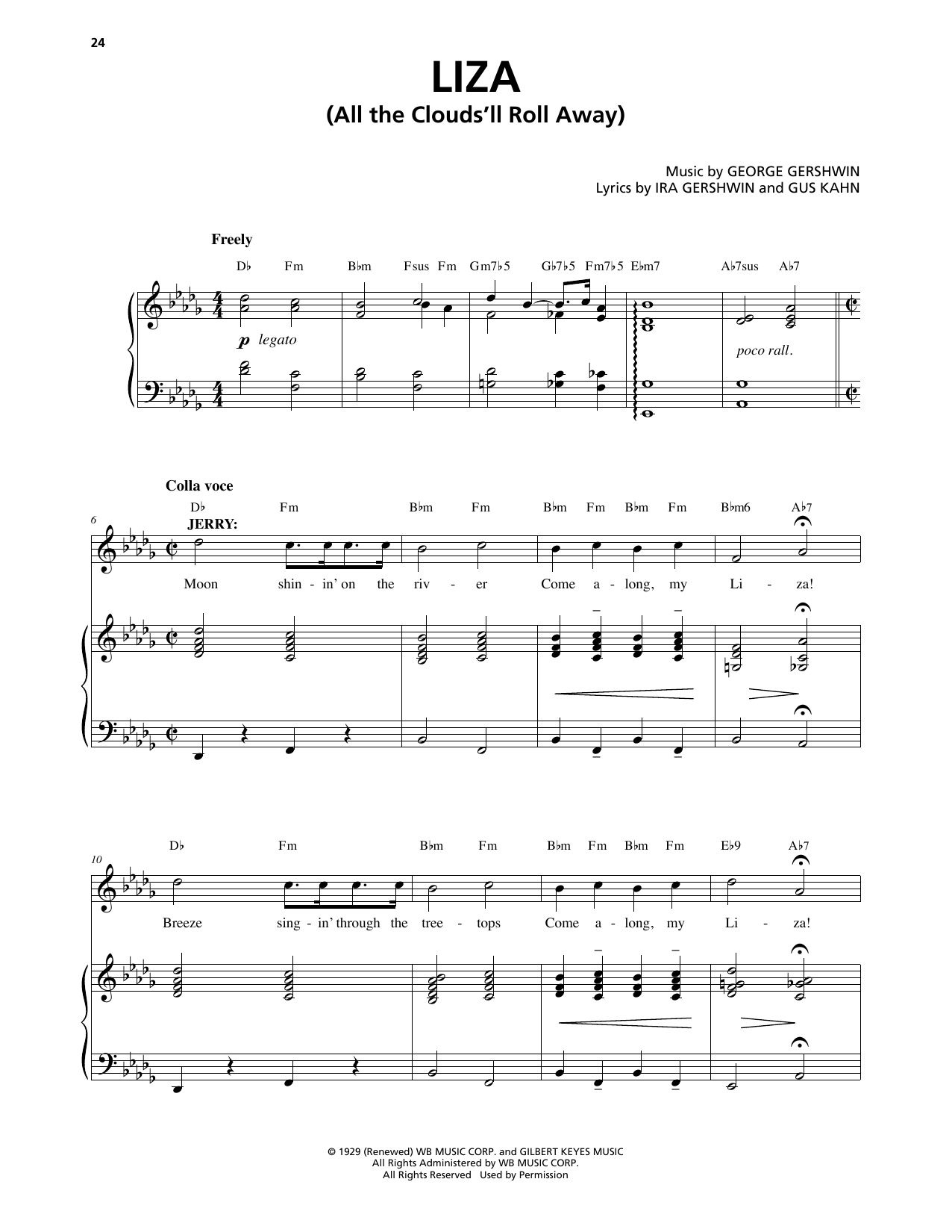 George Gershwin & Ira Gershwin Liza (All The Clouds'll Roll Away) (from An American In Paris) sheet music notes and chords. Download Printable PDF.