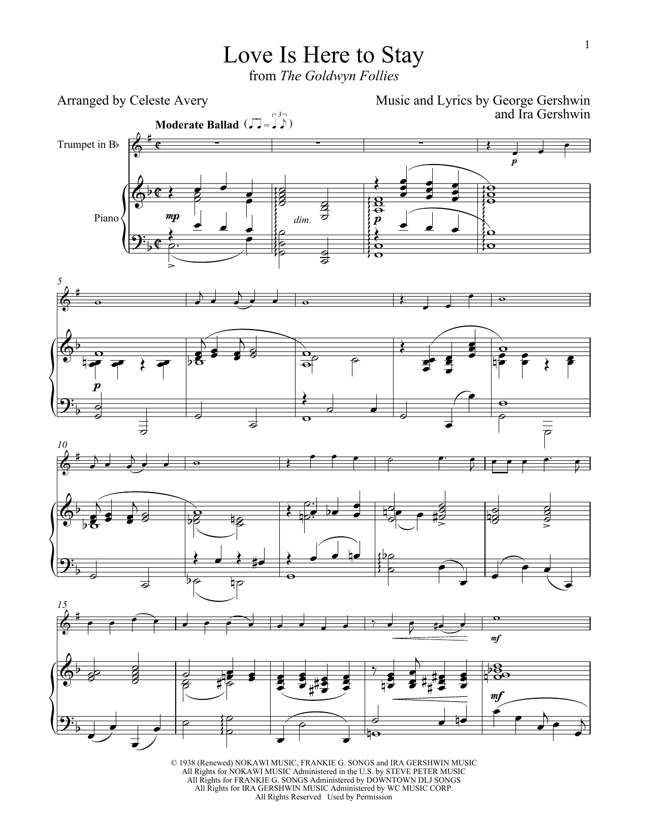 George Gershwin & Ira Gershwin Love Is Here To Stay (from The Goldwyn Follies) sheet music notes and chords arranged for Trumpet and Piano