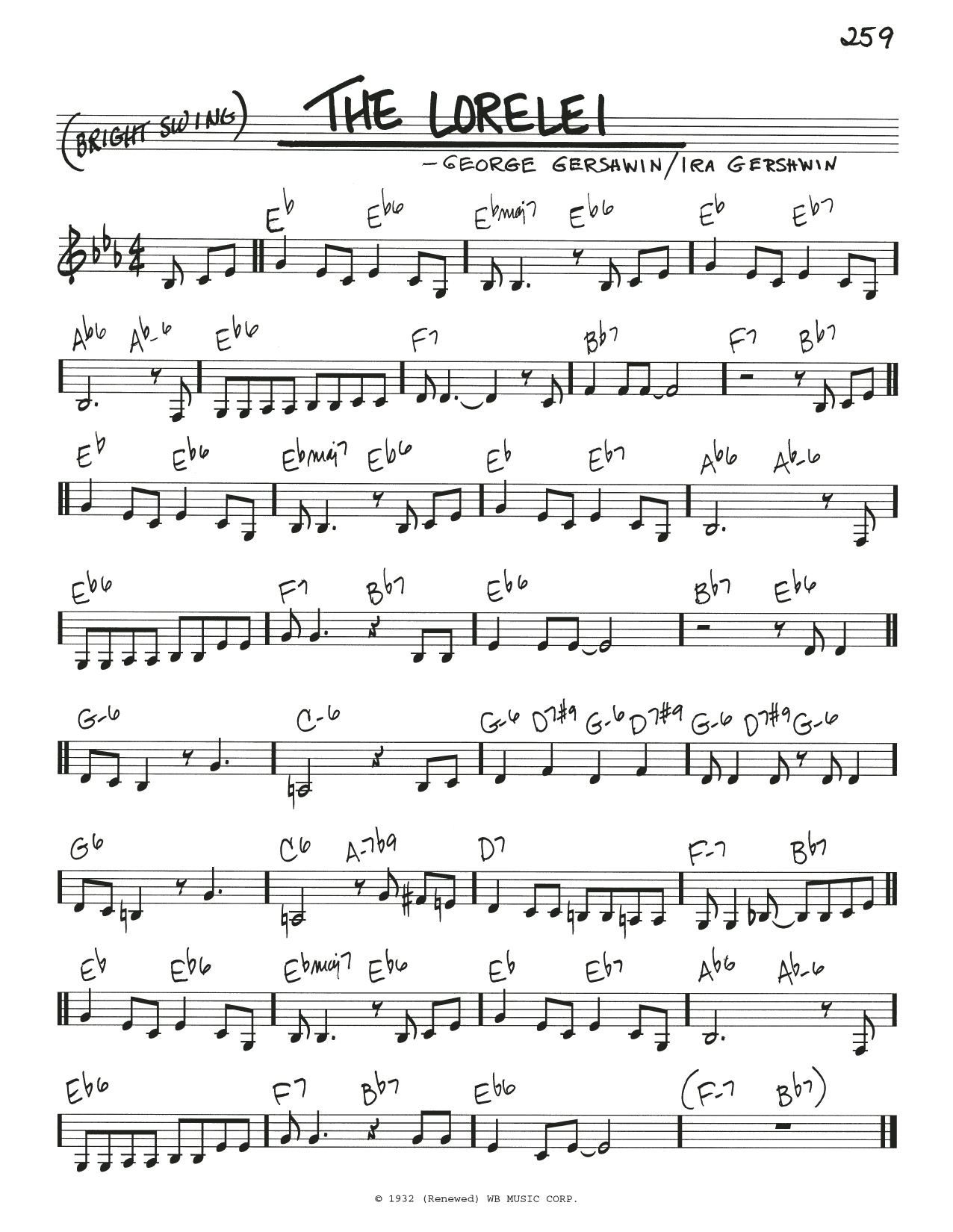 Learn to play George Gershwin & Ira Gershwin The Lorelei sheet music for Real Book – Melody & Chords in minutes. Price: 5.9900$ George Gershwin & Ira Gershwin The Lorelei sheet music notes and chords arranged for Real Book – Melody & Chords