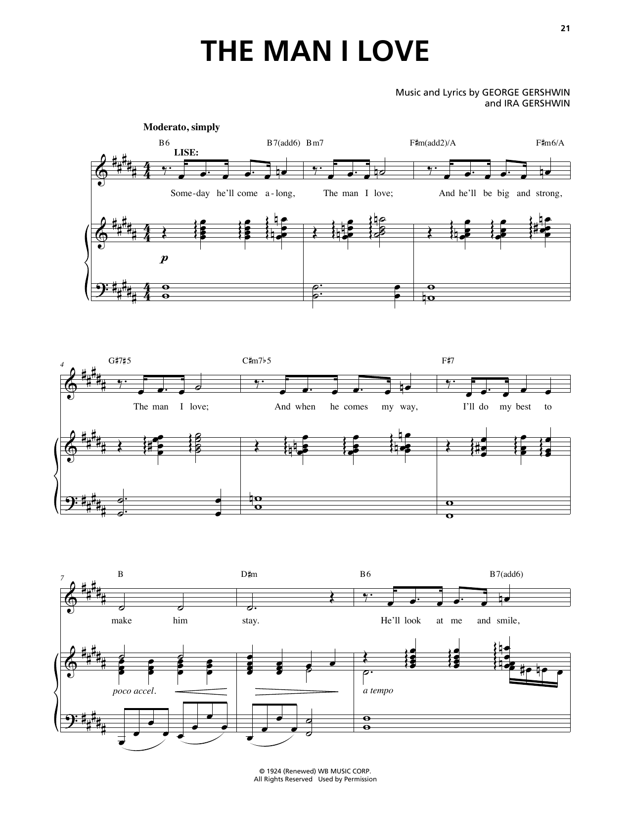 George Gershwin & Ira Gershwin The Man I Love (from An American In Paris) sheet music notes and chords. Download Printable PDF.