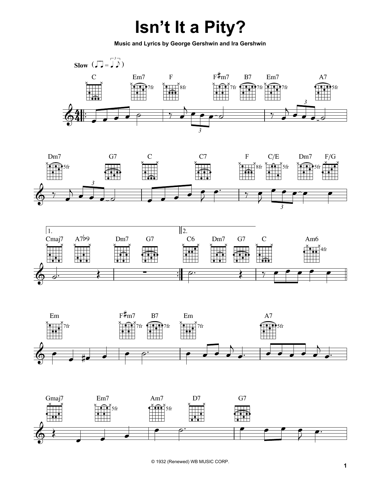 George Gershwin Isn't It A Pity? sheet music notes and chords. Download Printable PDF.