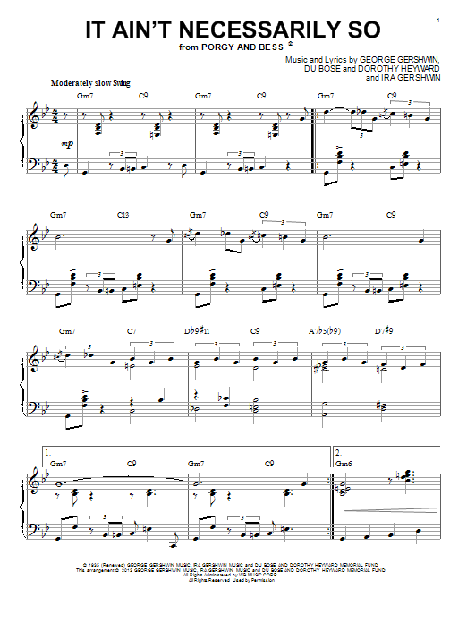 George Gershwin It Ain't Necessarily So [Jazz version] (arr. Brent Edstrom) sheet music notes and chords arranged for Piano Solo