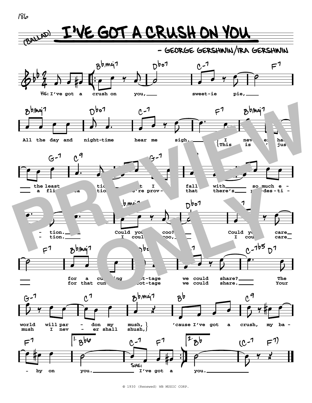 George Gershwin I've Got A Crush On You (High Voice) sheet music notes and chords. Download Printable PDF.