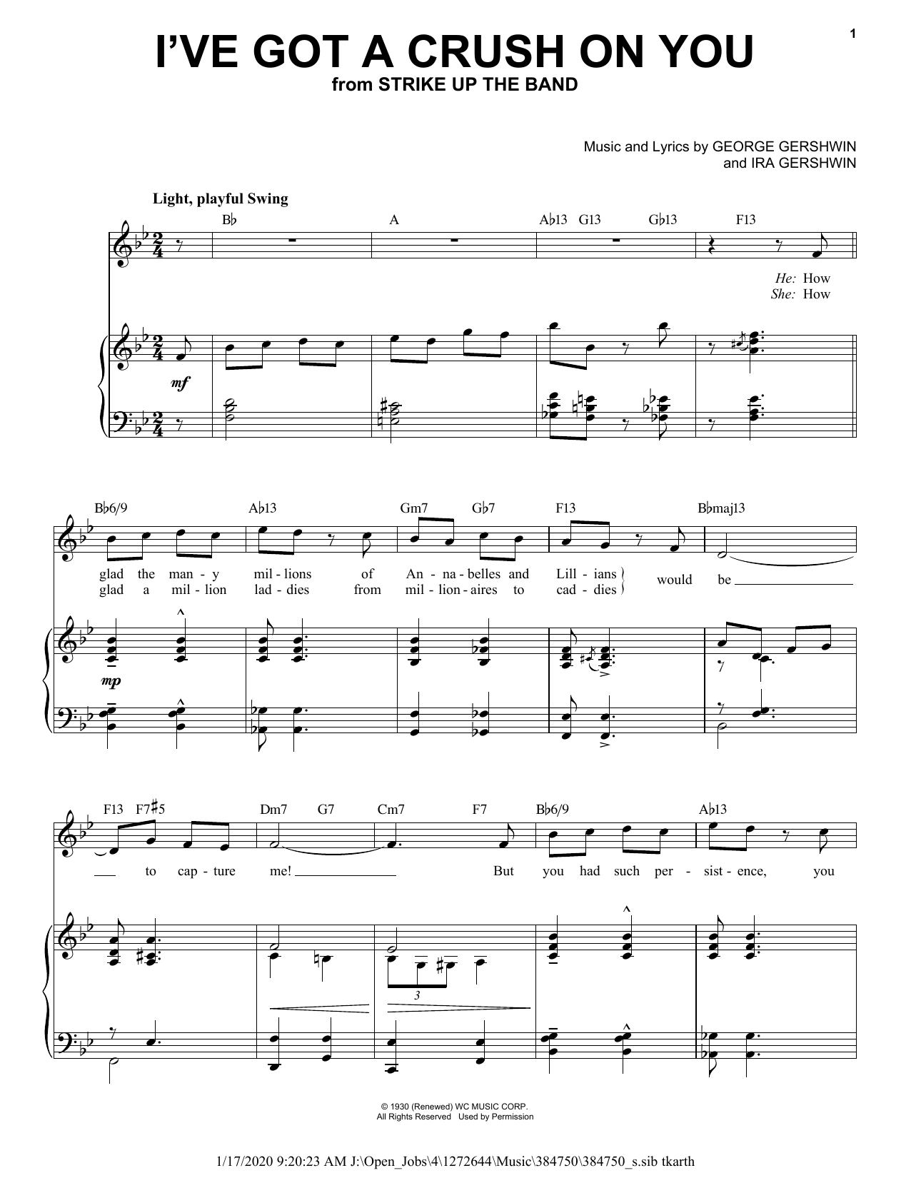 George Gershwin I've Got A Crush On You [Jazz version] (arr. Brent Edstrom) sheet music notes and chords. Download Printable PDF.