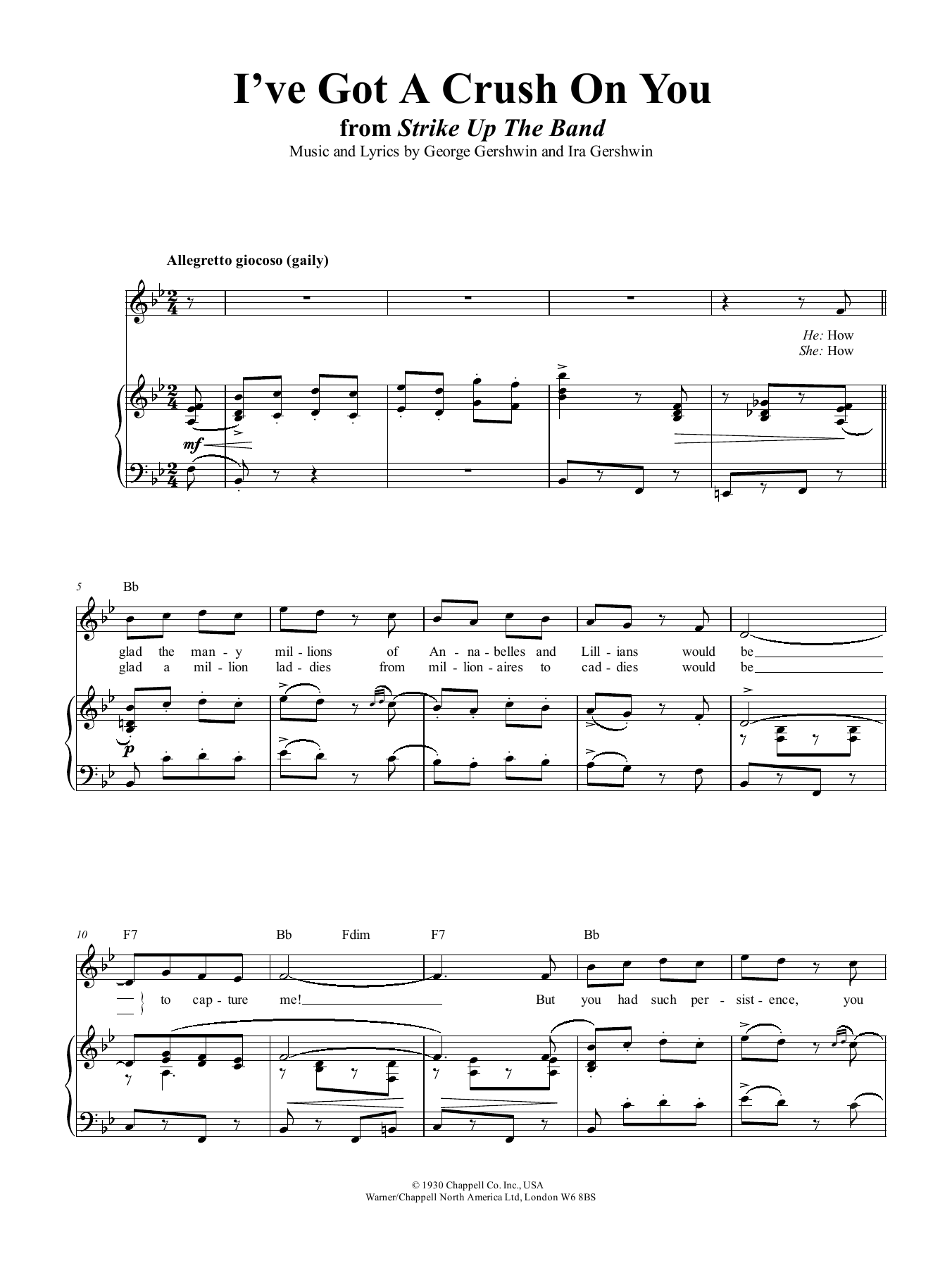 George Gershwin I've Got A Crush On You sheet music notes and chords. Download Printable PDF.