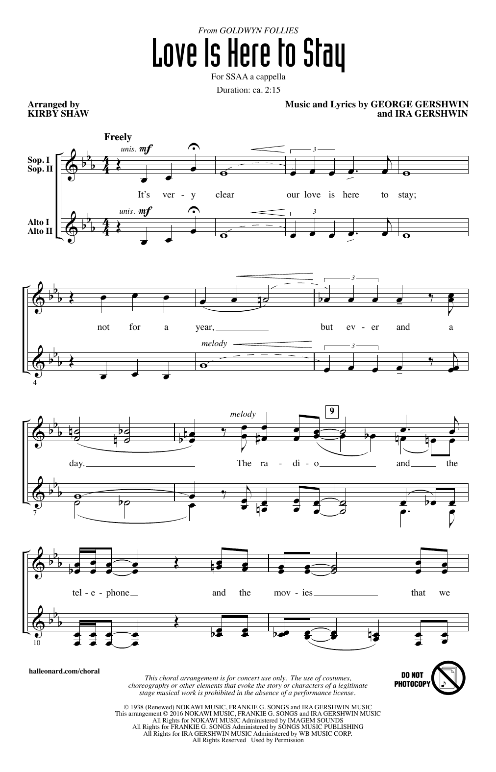 George Gershwin Love Is Here To Stay (arr. Kirby Shaw) sheet music notes and chords. Download Printable PDF.