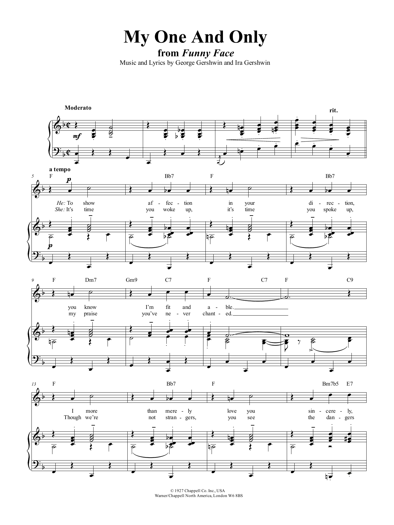 George Gershwin My One And Only sheet music notes and chords. Download Printable PDF.