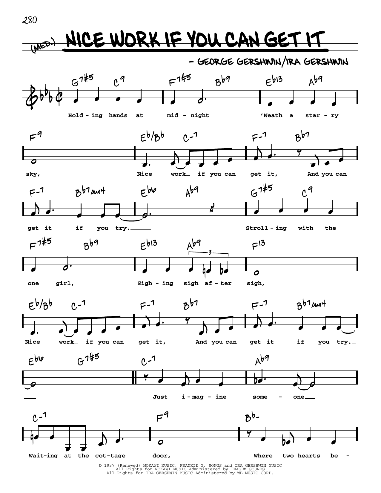 George Gershwin Nice Work If You Can Get It (Low Voice) sheet music notes and chords. Download Printable PDF.